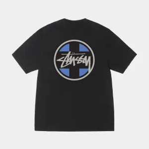 STUSSY CROSS DOT PIGMENT DYED TEE - BLACK