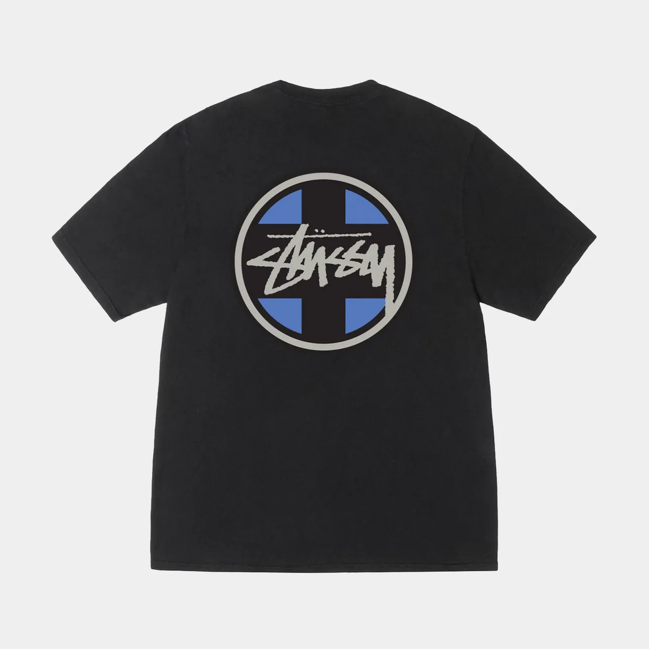 STUSSY CROSS DOT PIGMENT DYED TEE - BLACK
