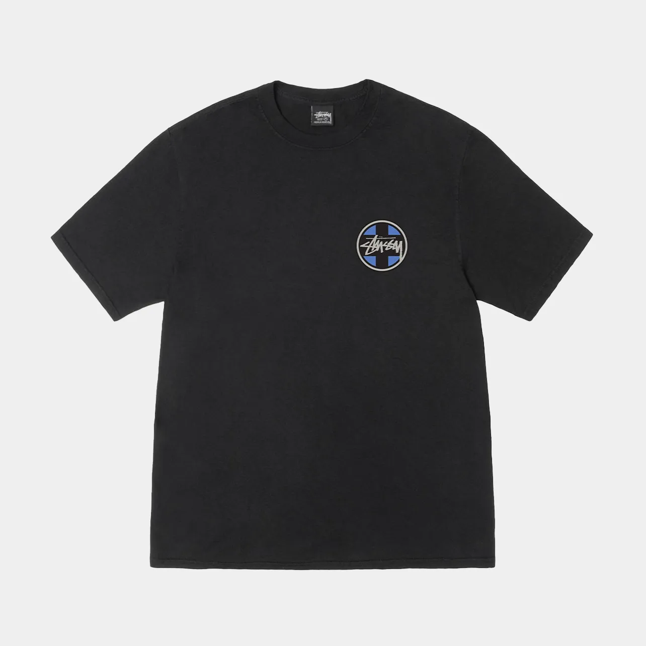 STUSSY CROSS DOT PIGMENT DYED TEE - BLACK