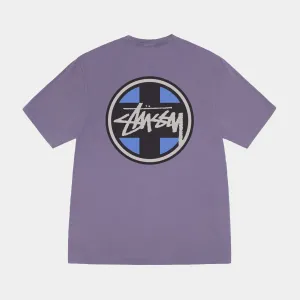STUSSY CROSS DOT PIGMENT DYED TEE - GRAPE