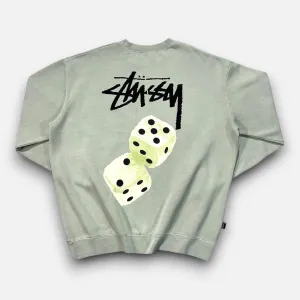 Stussy Green Sweatshirt with Green Dice Graphic