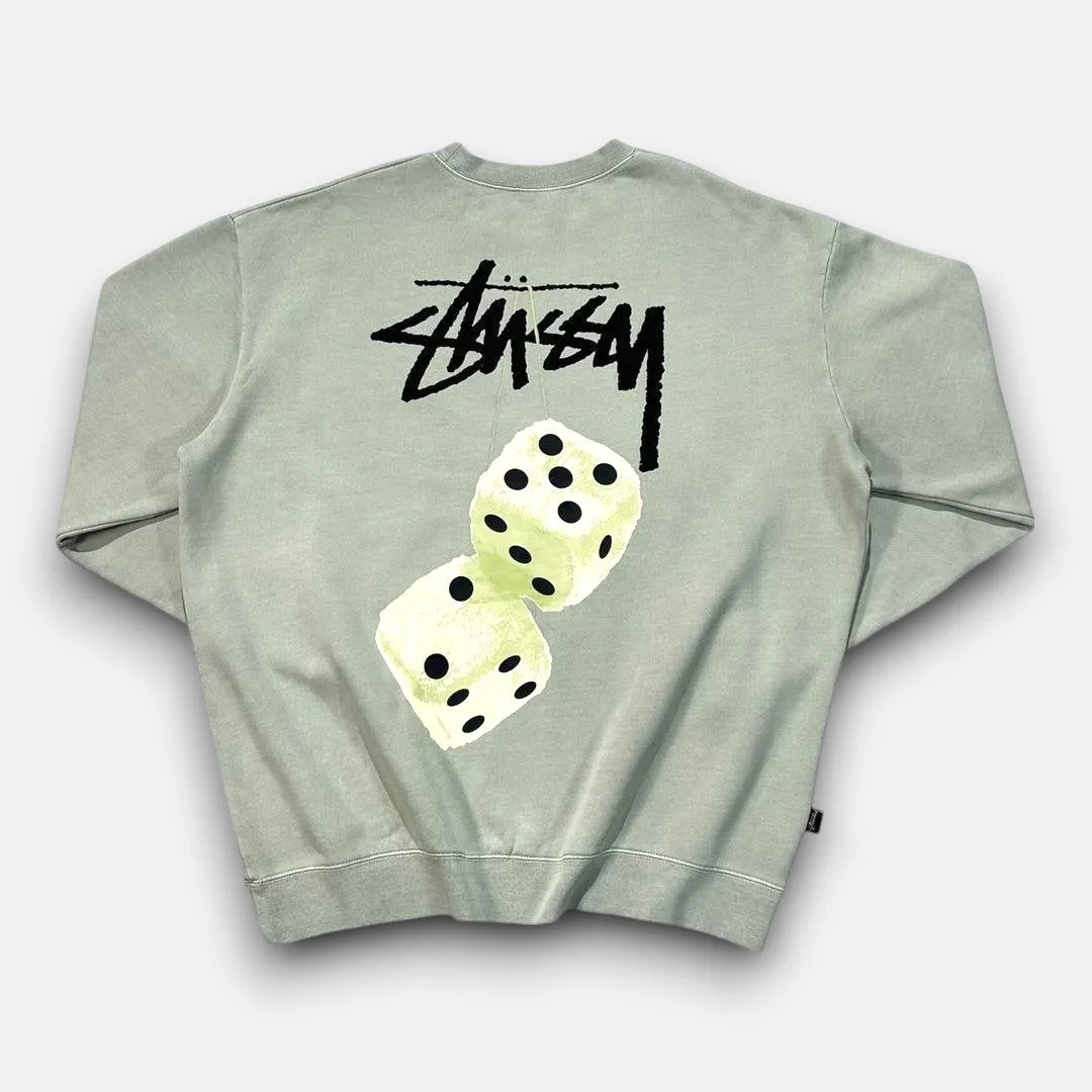 Stussy Green Sweatshirt with Green Dice Graphic