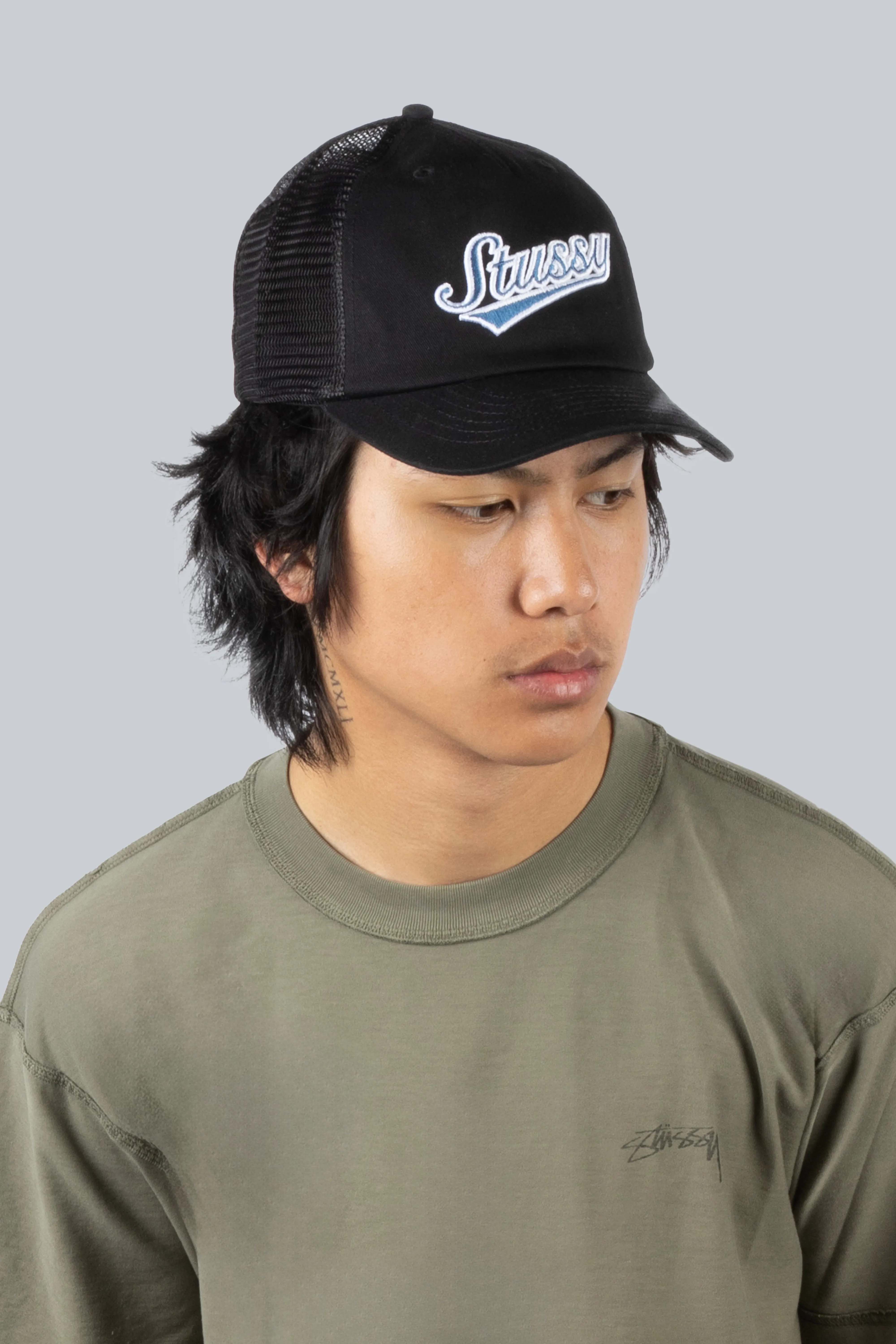 STUSSY LP TRUCKER ATHLETIC CAP BLACK