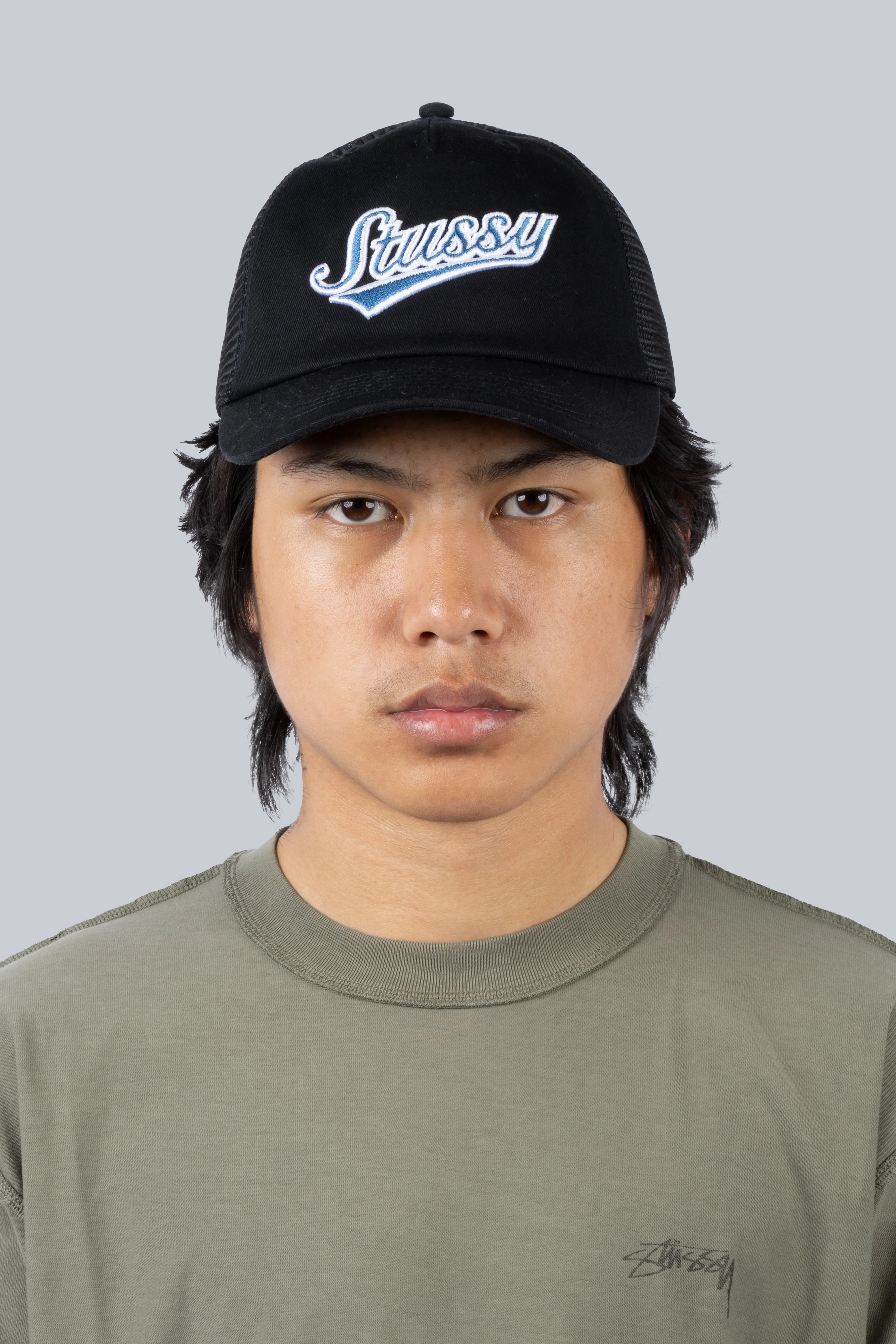 STUSSY LP TRUCKER ATHLETIC CAP BLACK