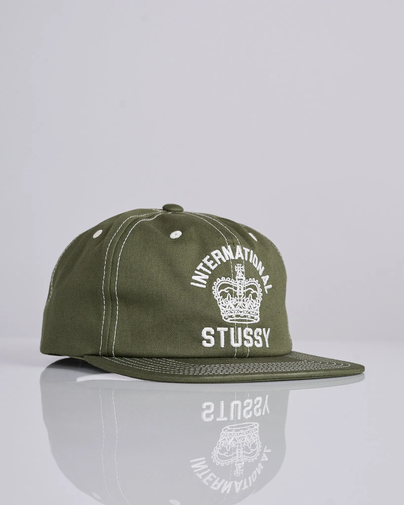 Stussy Mid Depth Int. Crown Strapback Cap Dark Olive