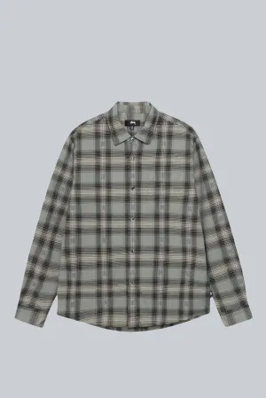 STUSSY MOTIF PLAID SHIRT GREY