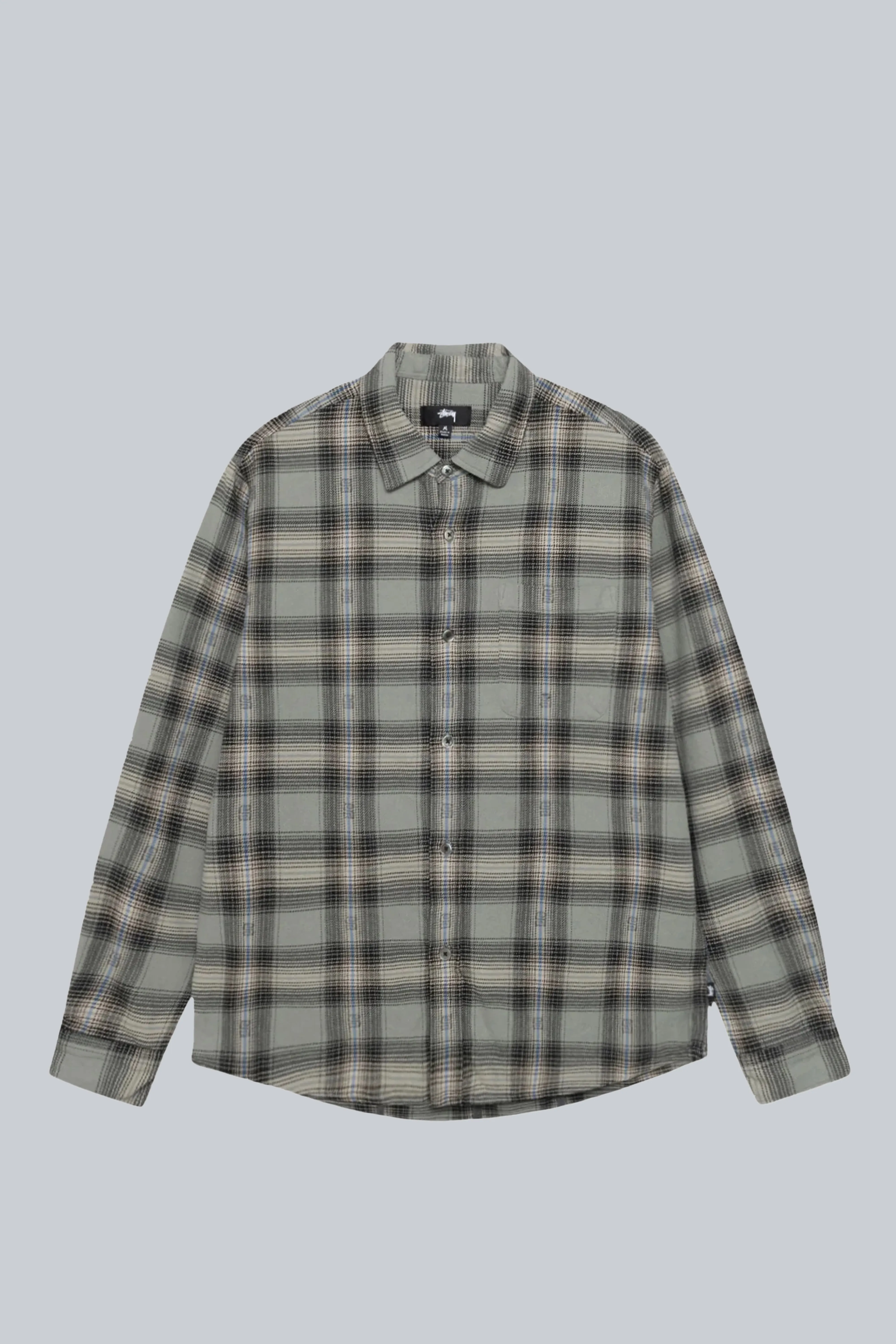 STUSSY MOTIF PLAID SHIRT GREY