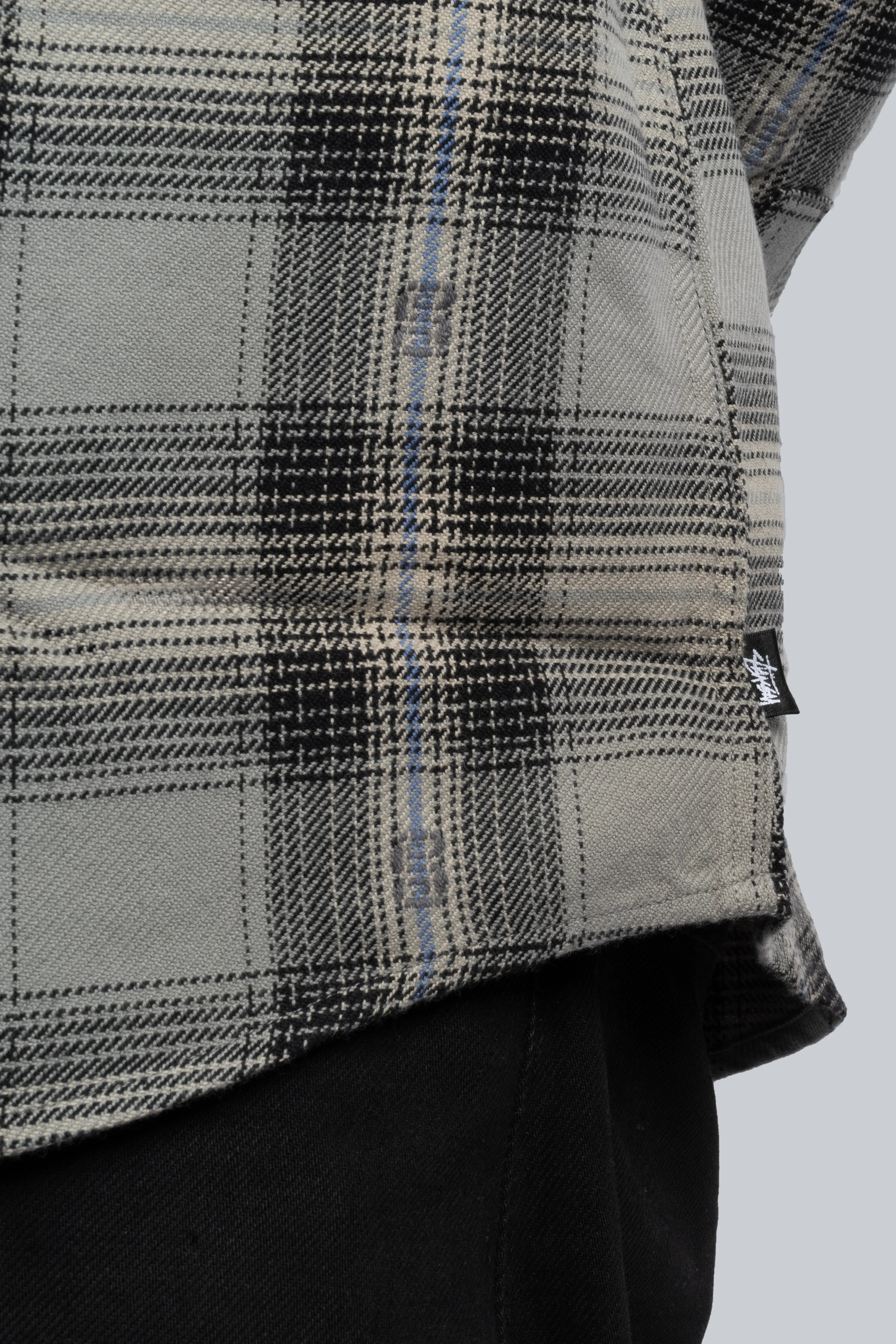 STUSSY MOTIF PLAID SHIRT GREY