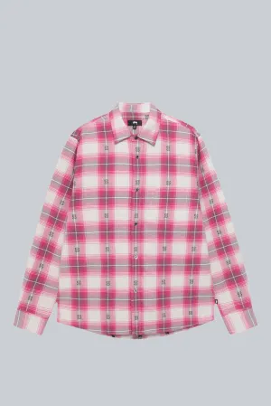 STUSSY MOTIF PLAID SHIRT PINK