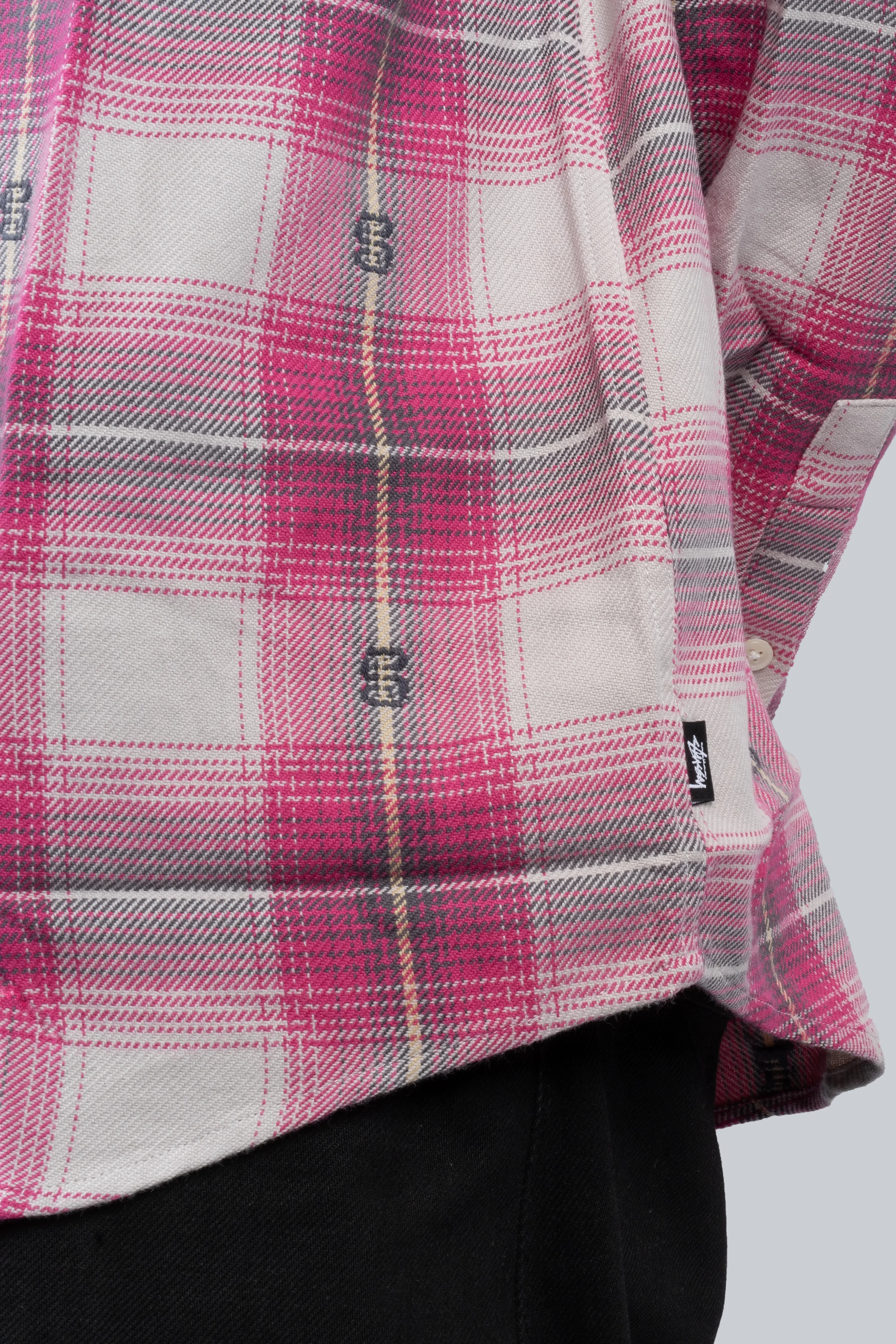 STUSSY MOTIF PLAID SHIRT PINK