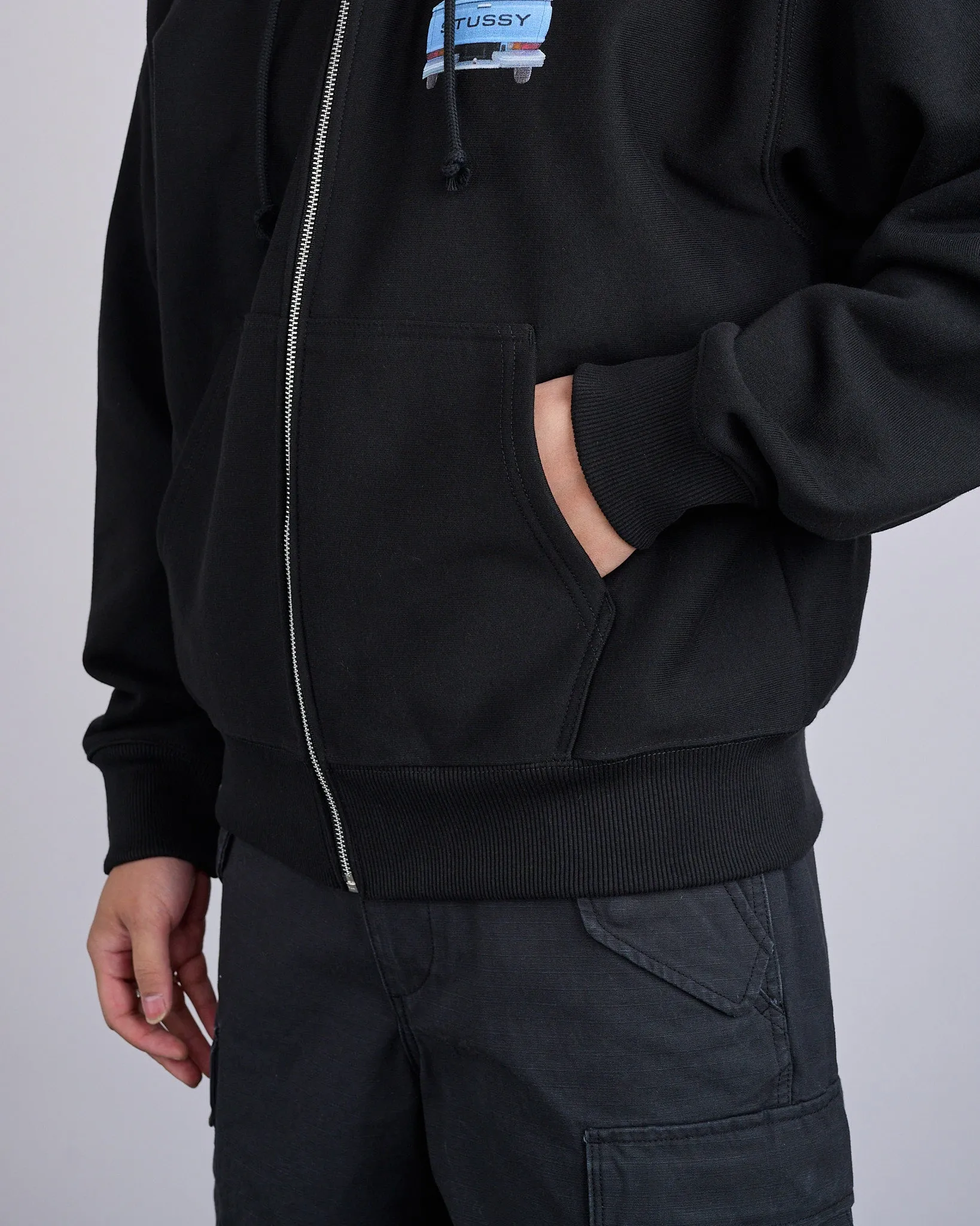 Stussy Pick-Up Hooded Zip Sweatshirt Black