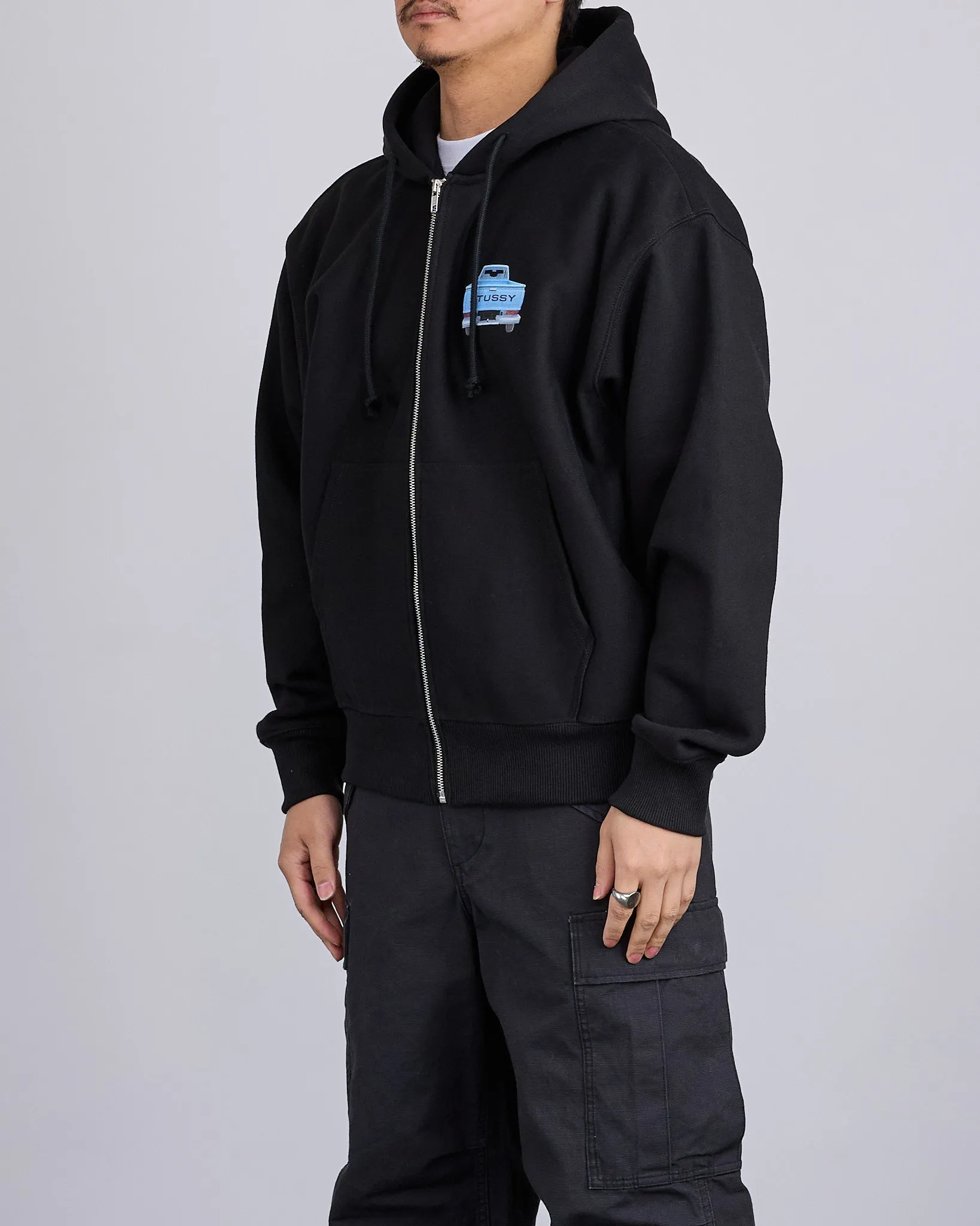 Stussy Pick-Up Hooded Zip Sweatshirt Black