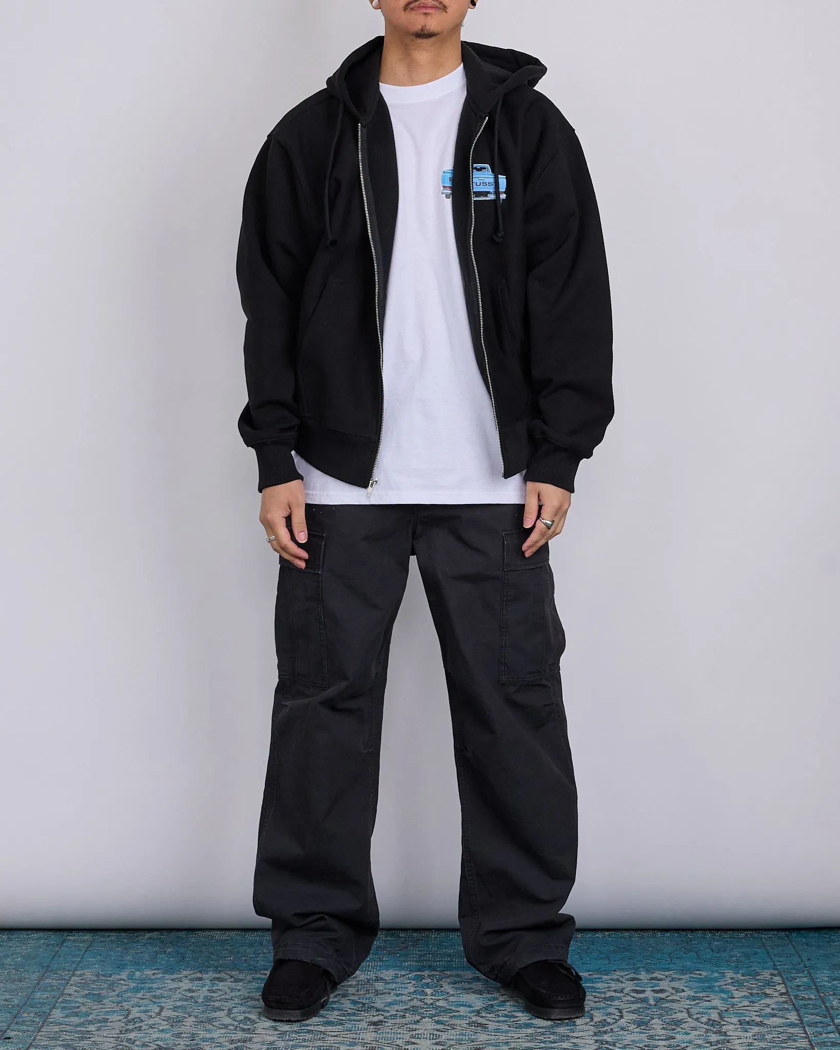 Stussy Pick-Up Hooded Zip Sweatshirt Black