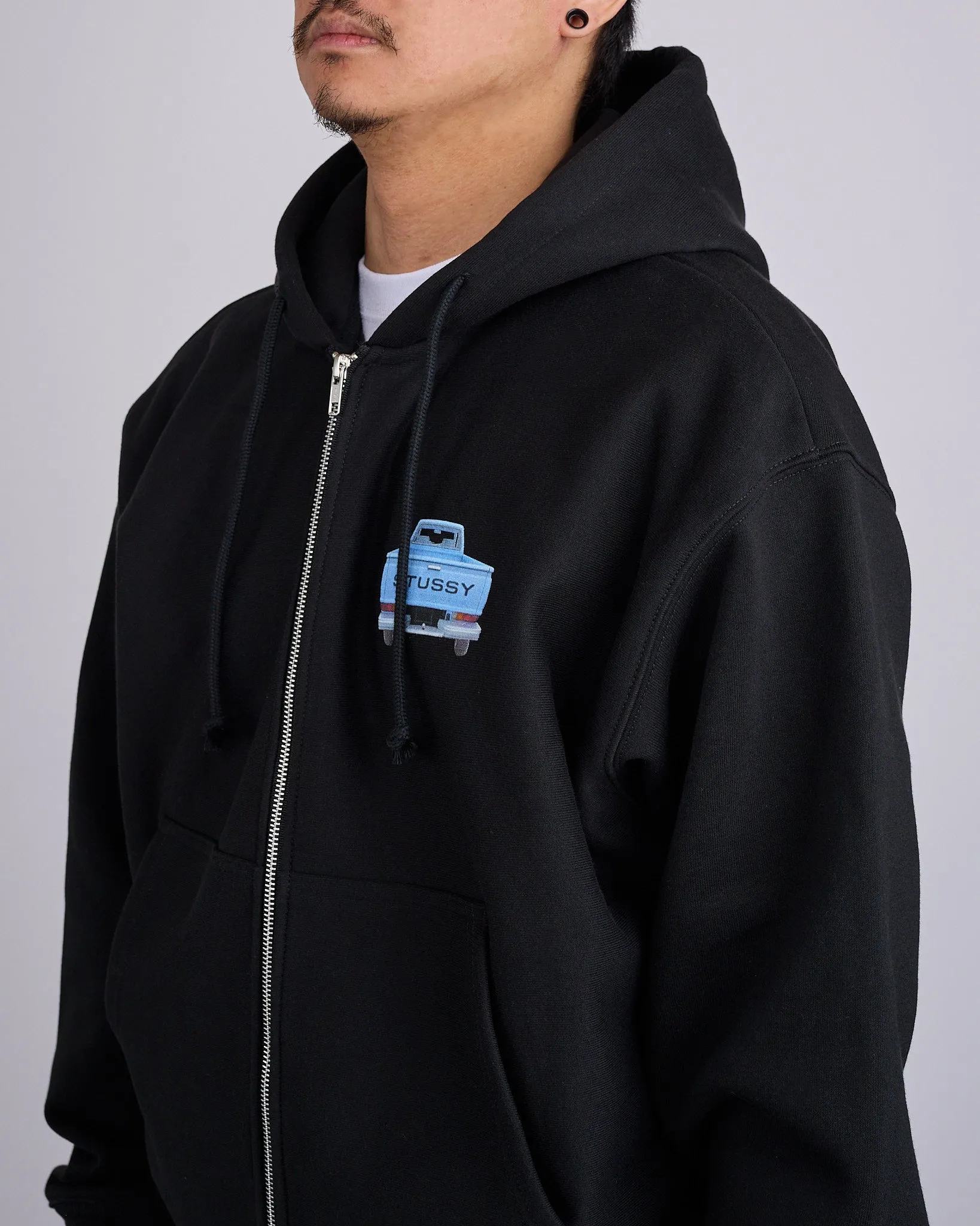 Stussy Pick-Up Hooded Zip Sweatshirt Black