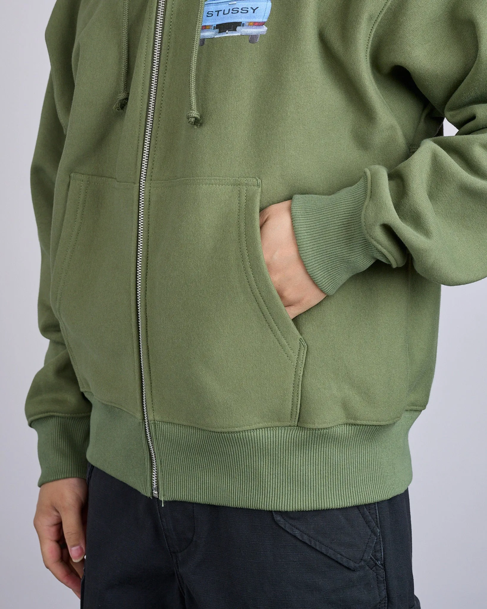 Stussy Pick-Up Hooded Zip Sweatshirt Olive