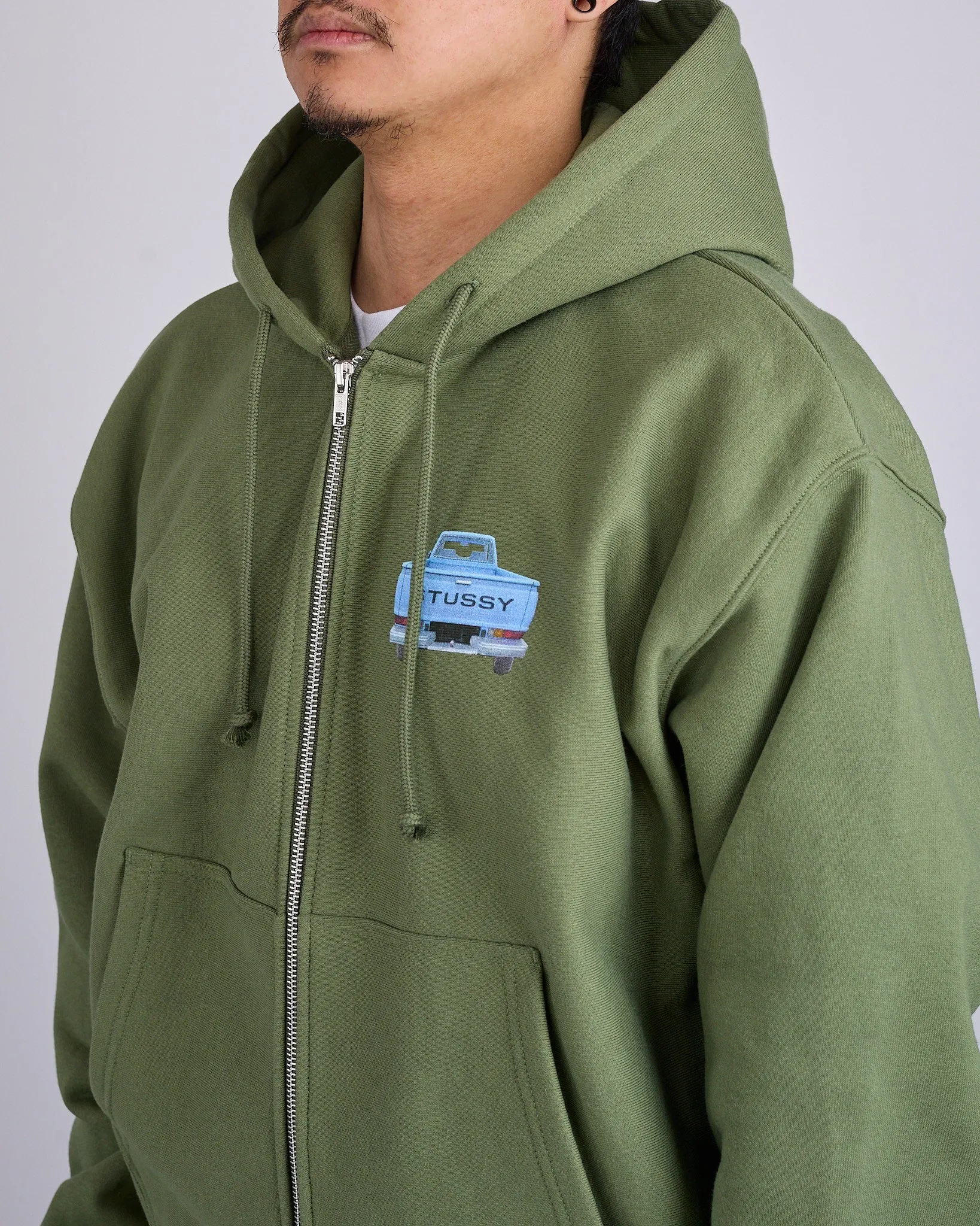 Stussy Pick-Up Hooded Zip Sweatshirt Olive