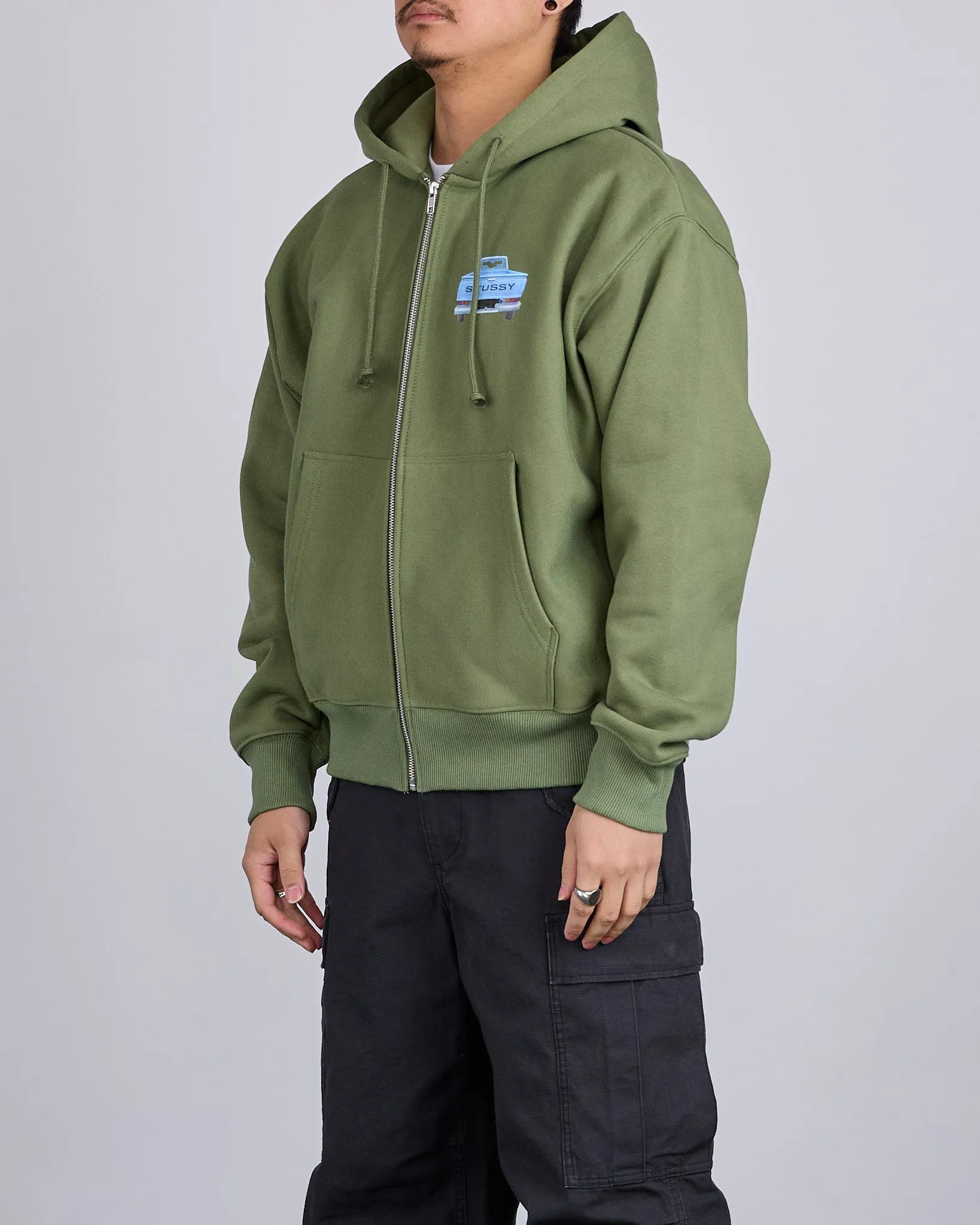 Stussy Pick-Up Hooded Zip Sweatshirt Olive
