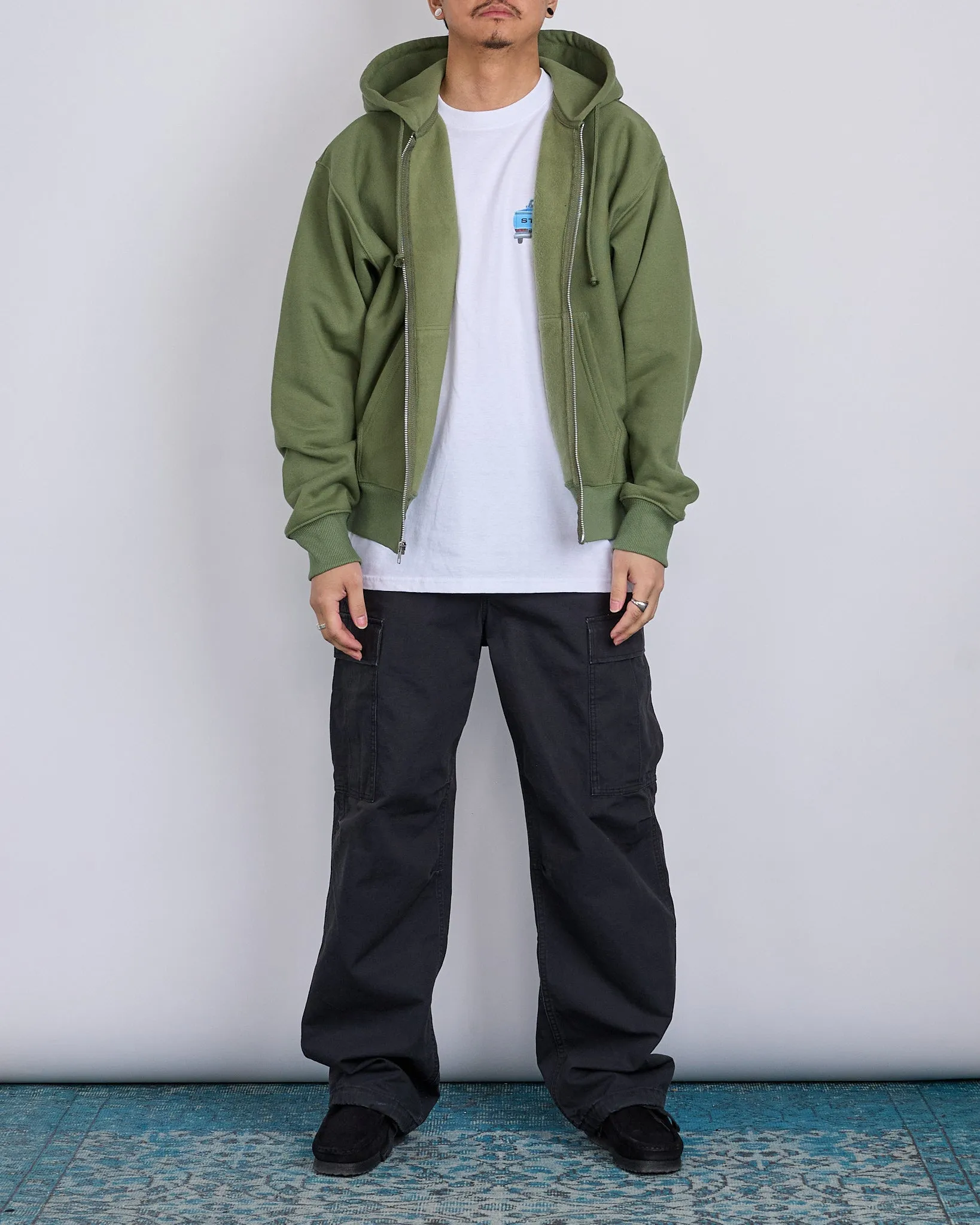 Stussy Pick-Up Hooded Zip Sweatshirt Olive