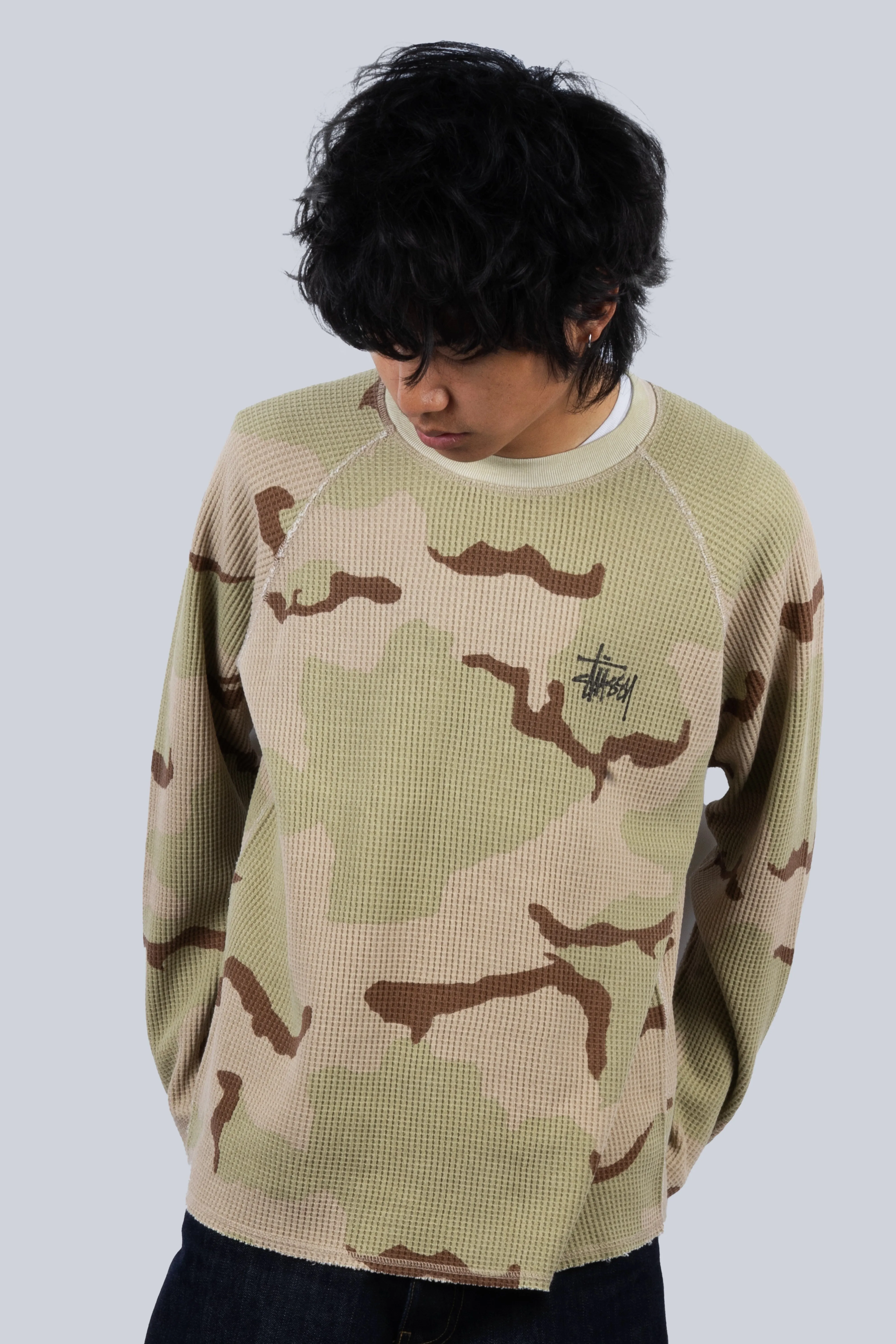 STUSSY RAGLAN THERMAL LONGSLEEVE SAND CAMO