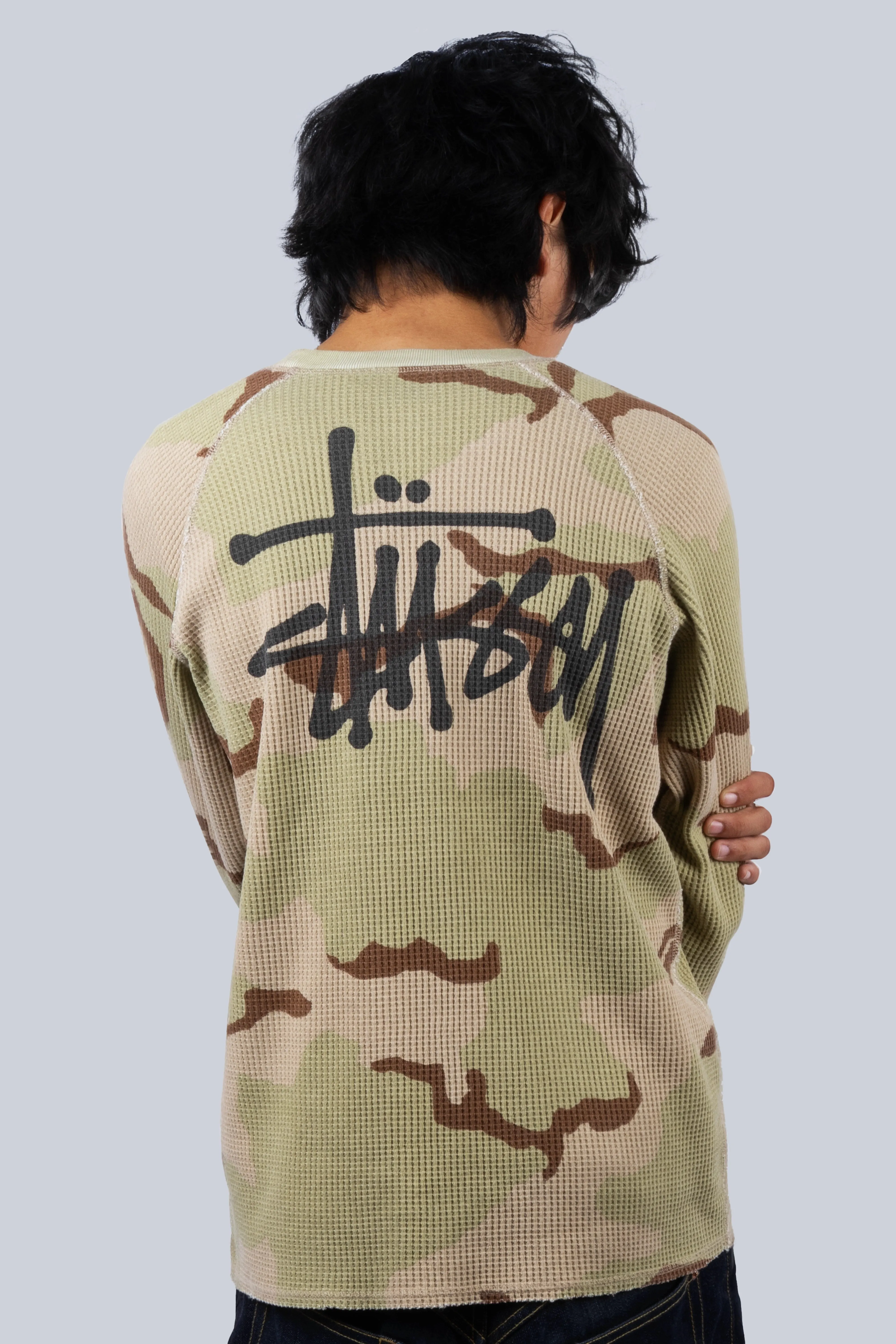STUSSY RAGLAN THERMAL LONGSLEEVE SAND CAMO