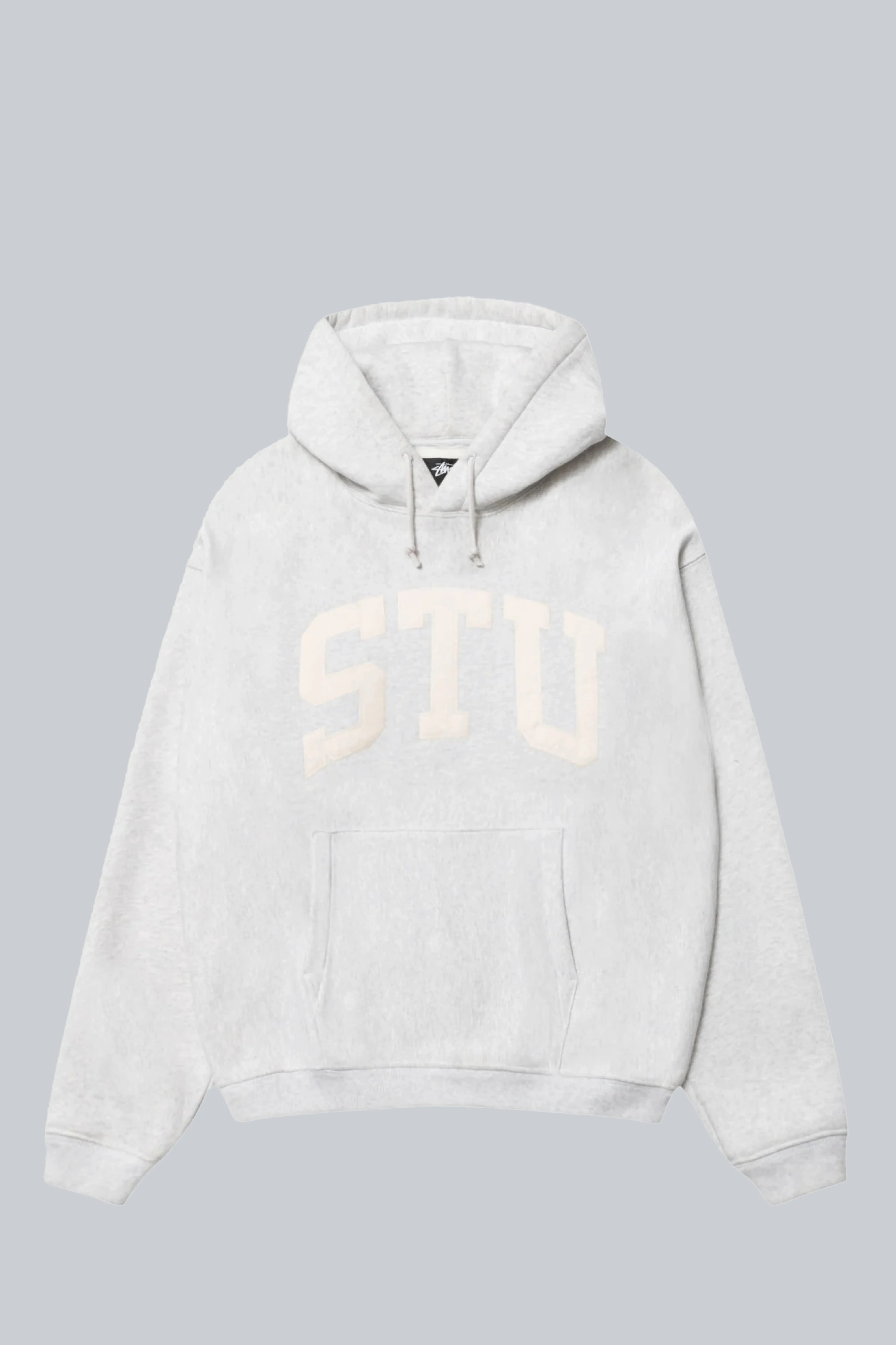 STUSSY STU APPLIQUE HOOD ASH HEATHER