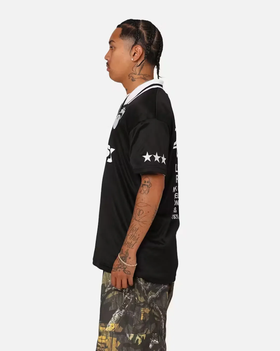 Stussy World Tour Football Polo Shirt - Black