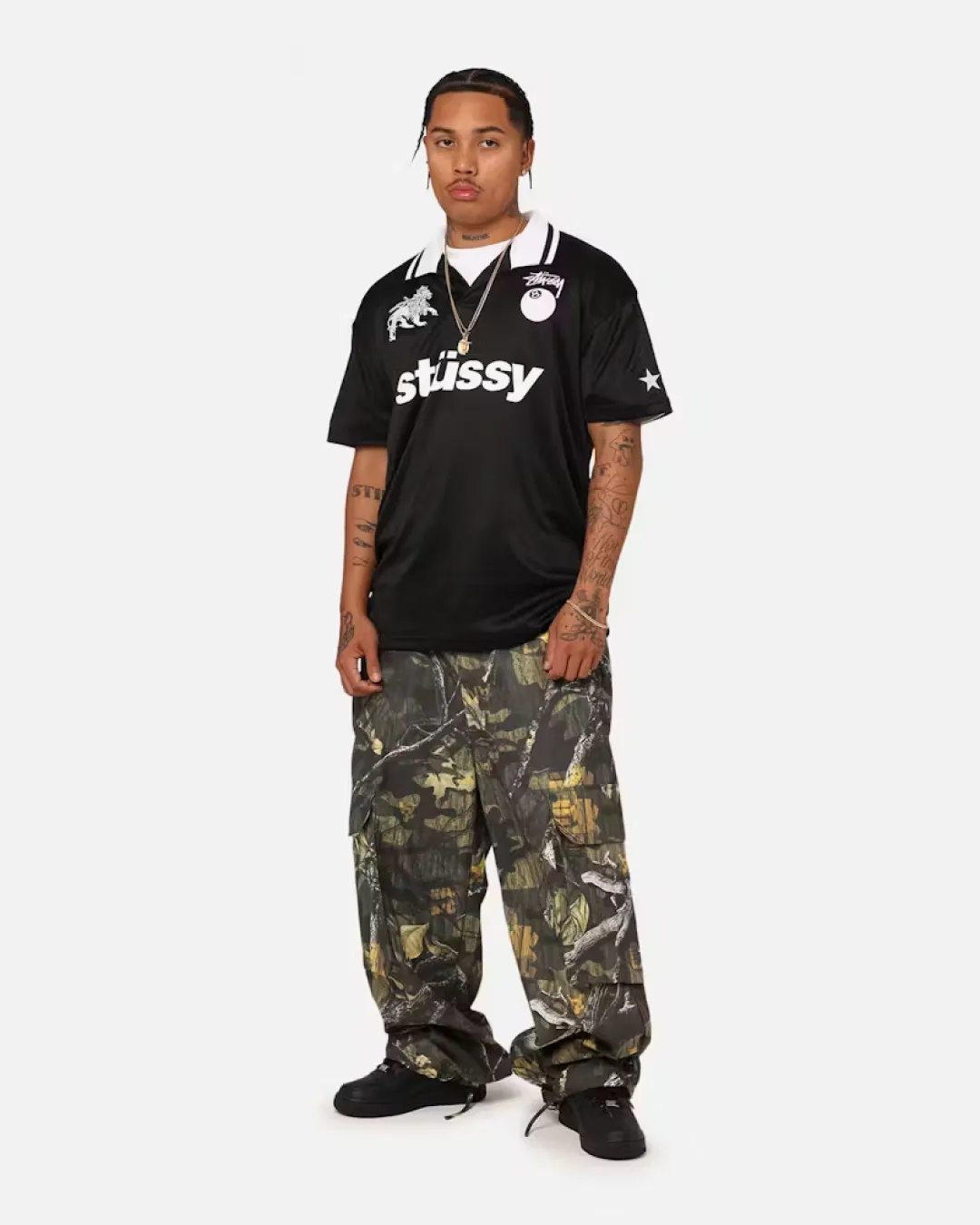 Stussy World Tour Football Polo Shirt - Black