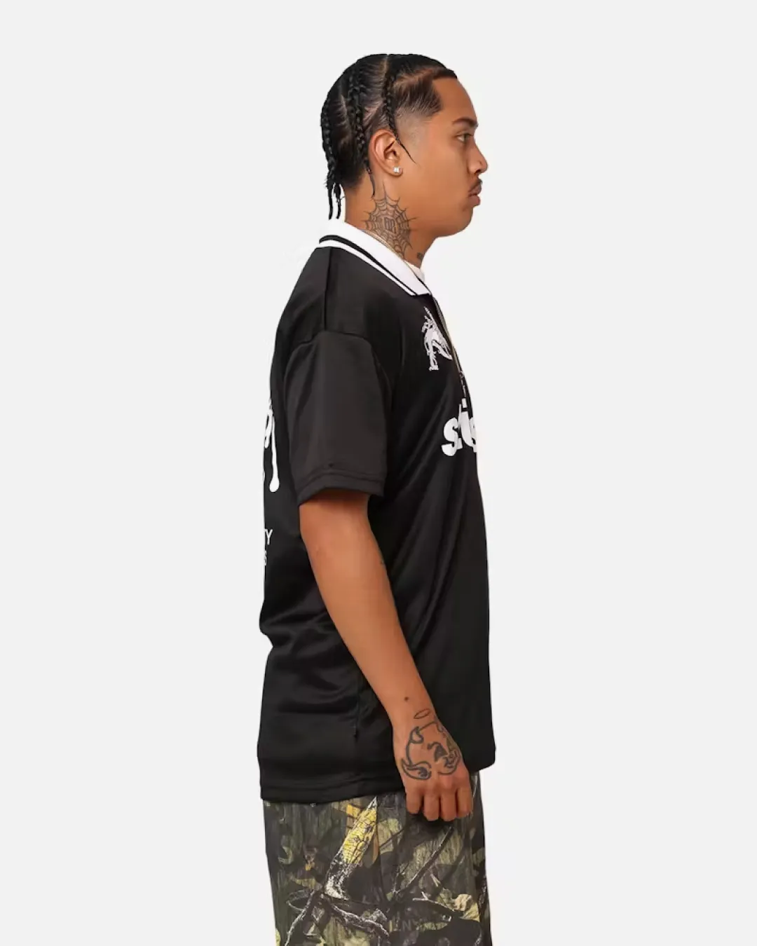 Stussy World Tour Football Polo Shirt - Black