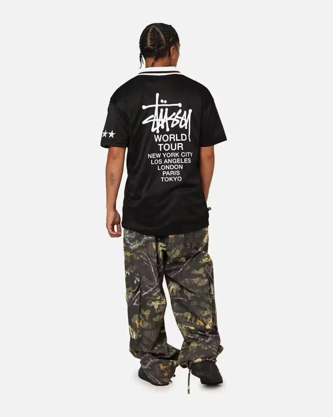 Stussy World Tour Football Polo Shirt - Black