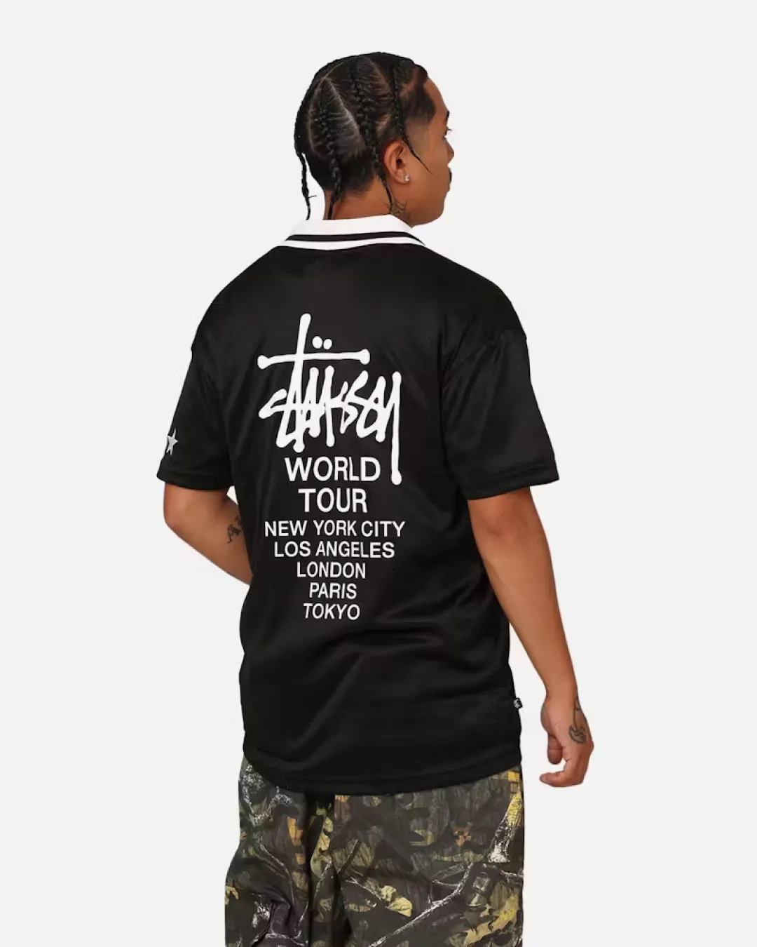 Stussy World Tour Football Polo Shirt - Black
