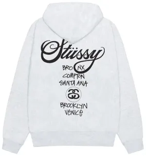 Stussy World Tour Hoodie Ash Heather