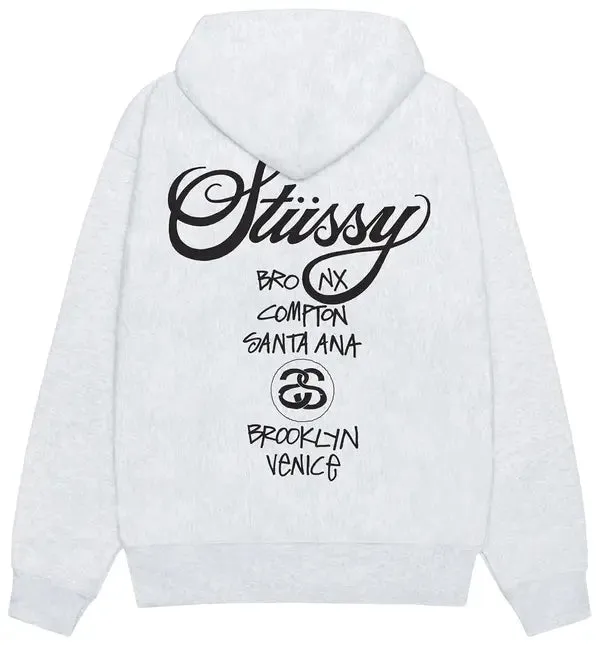 Stussy World Tour Hoodie Ash Heather