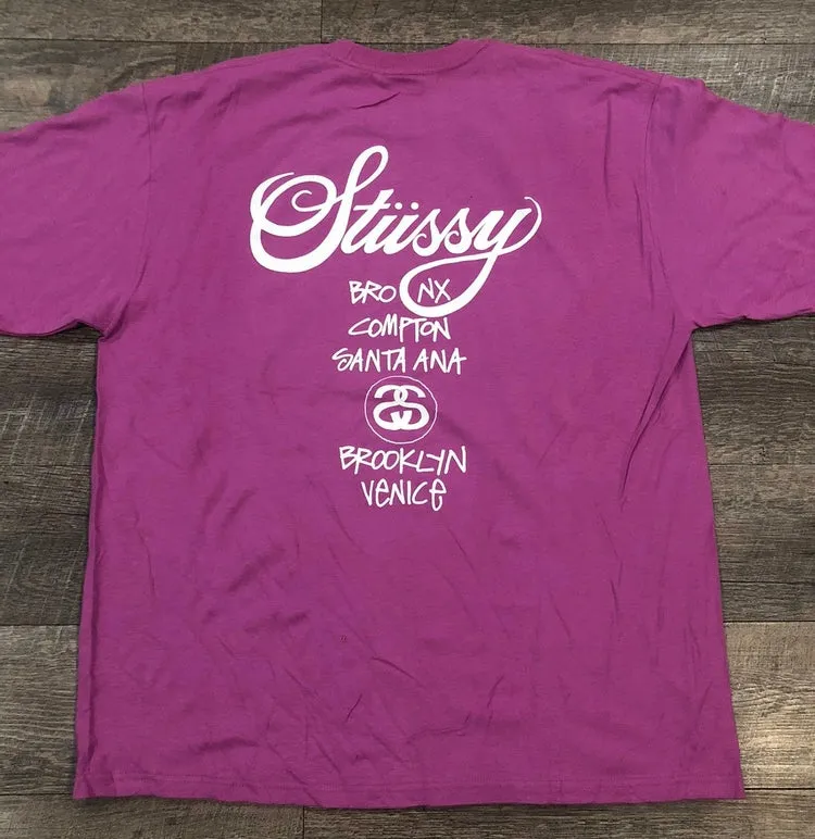 Stussy World Tour Tee (Magenta)