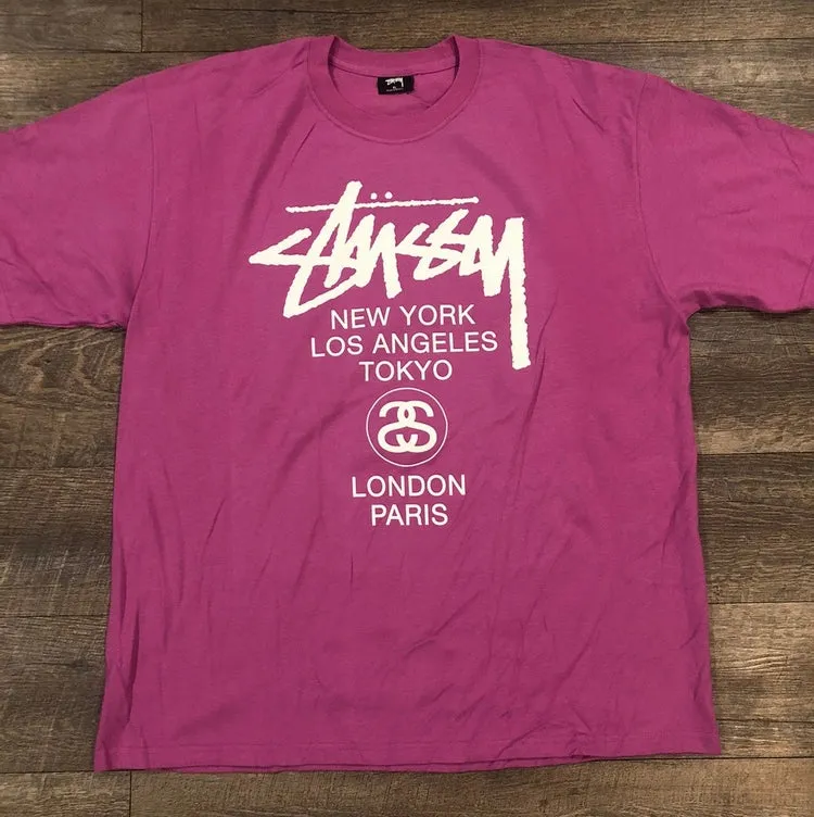 Stussy World Tour Tee (Magenta)