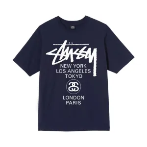 STUSSY WORLD TOUR TEE NAVY BLUE