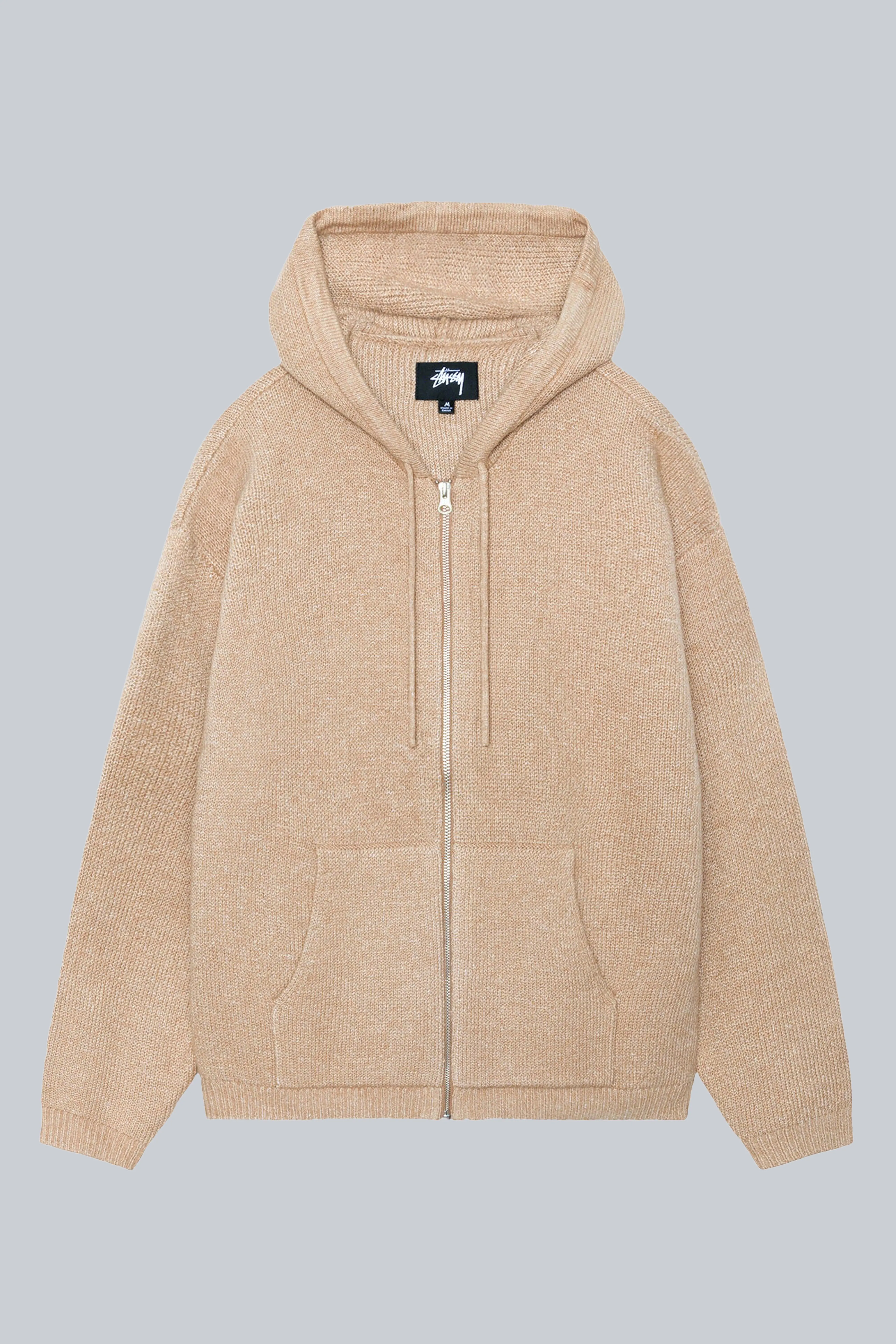 STUSSY ZIP UP HOODED SWEATER CAMEL