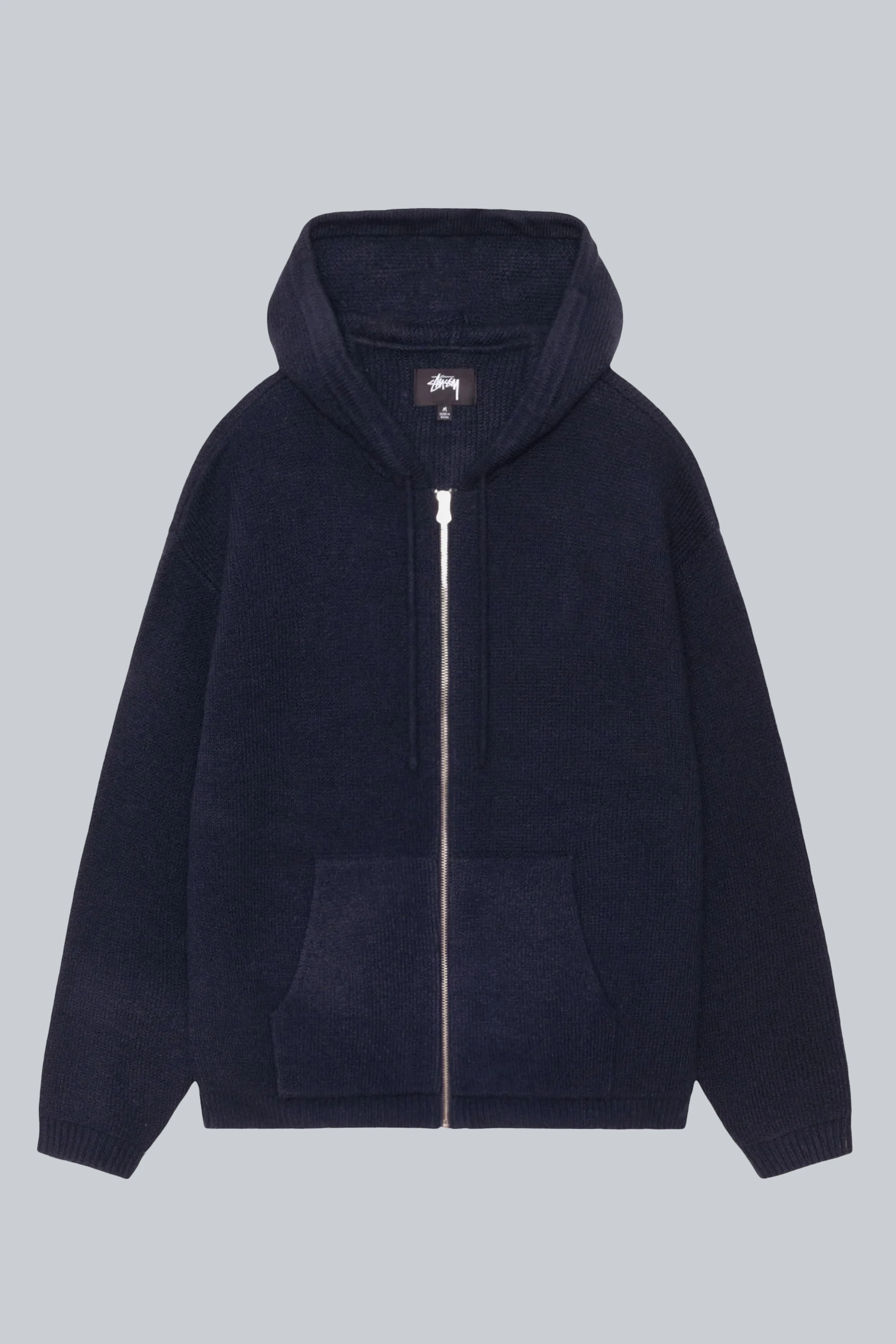 STUSSY ZIP UP HOODED SWEATER NAVY