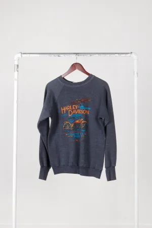 Vintage 1988 Harley Davidson '1930 Model 74' Crewneck Sweatshirt Black
