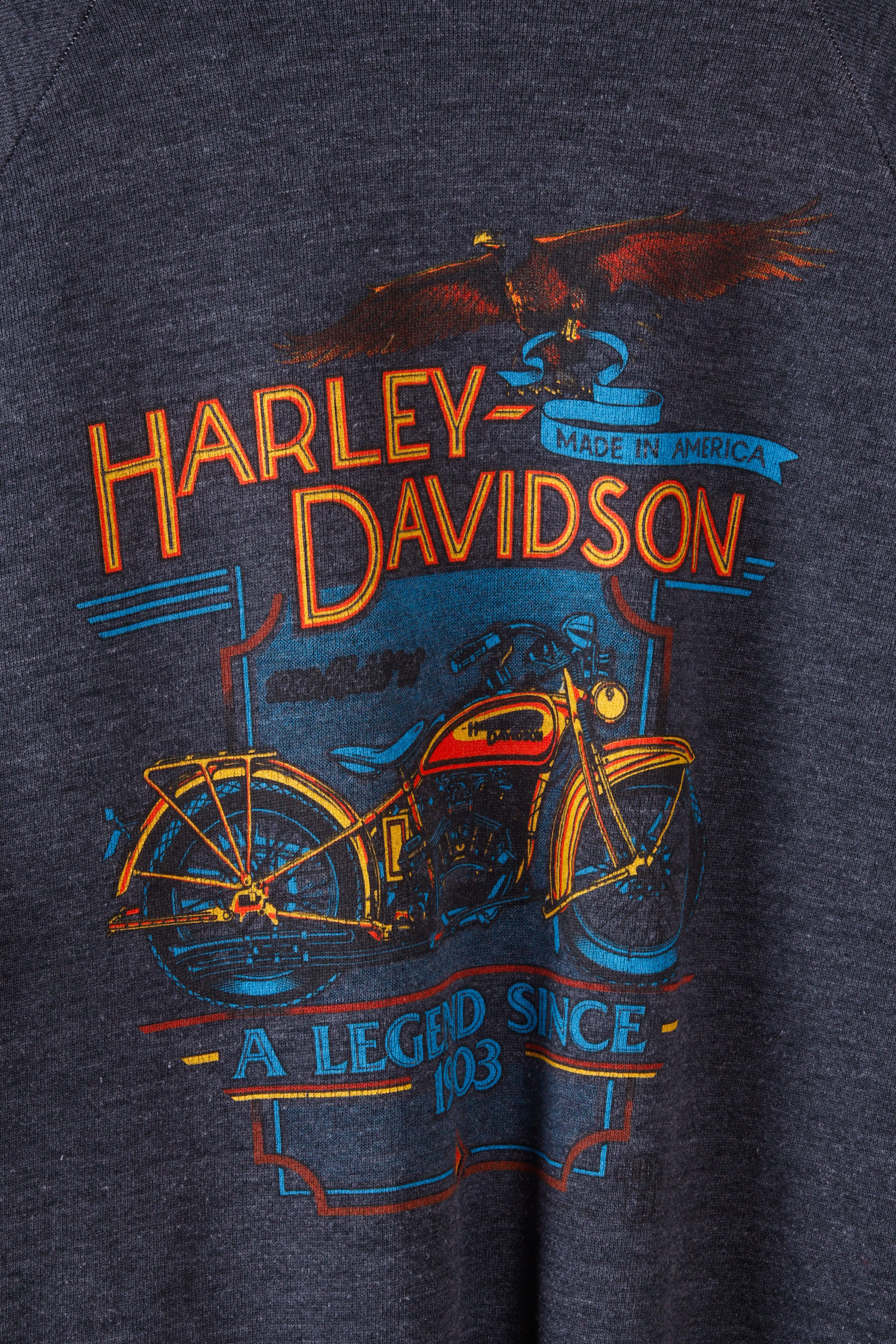 Vintage 1988 Harley Davidson '1930 Model 74' Crewneck Sweatshirt Black