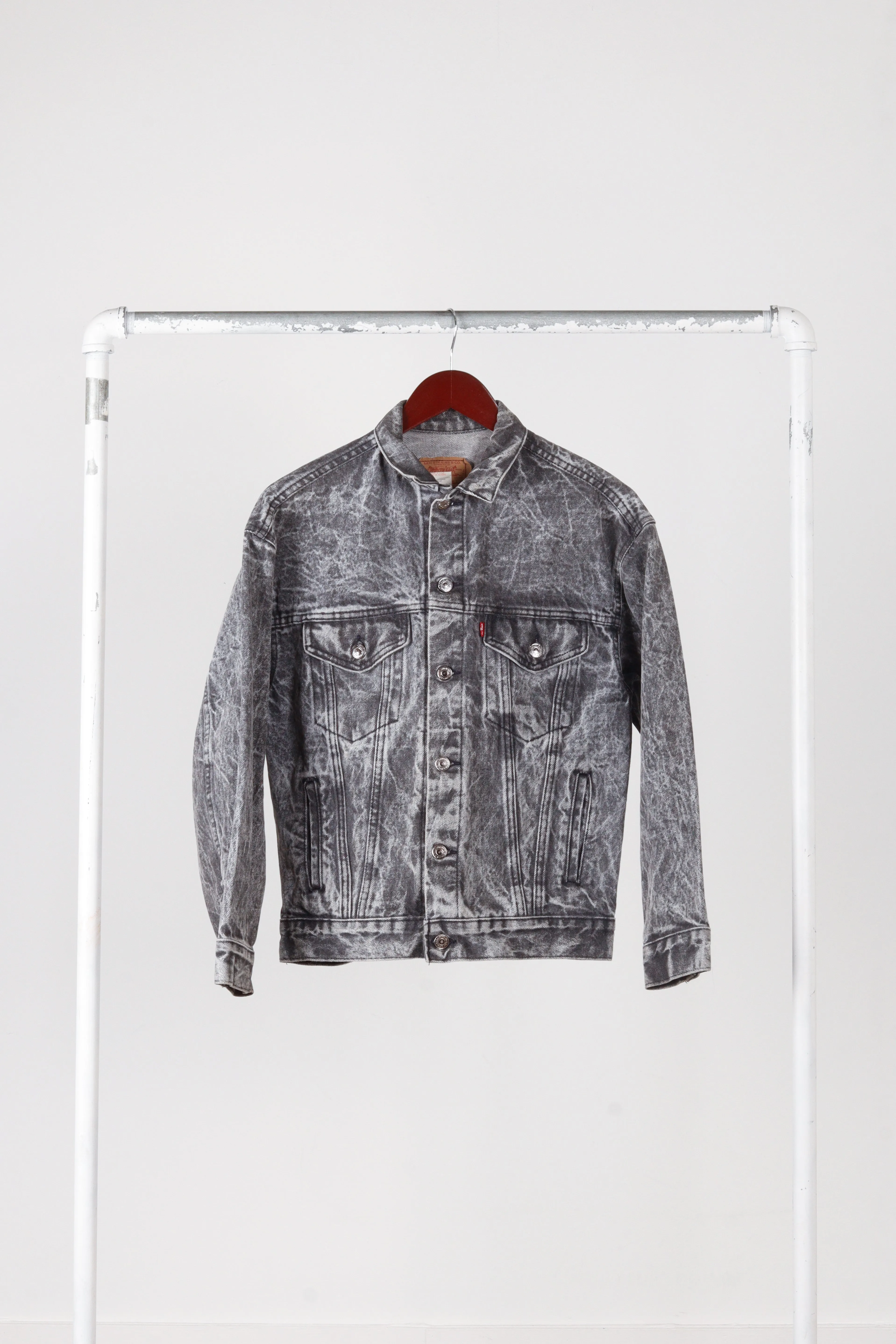 Vintage 80's Levi's 'Acid Wash' Denim Jacket Black