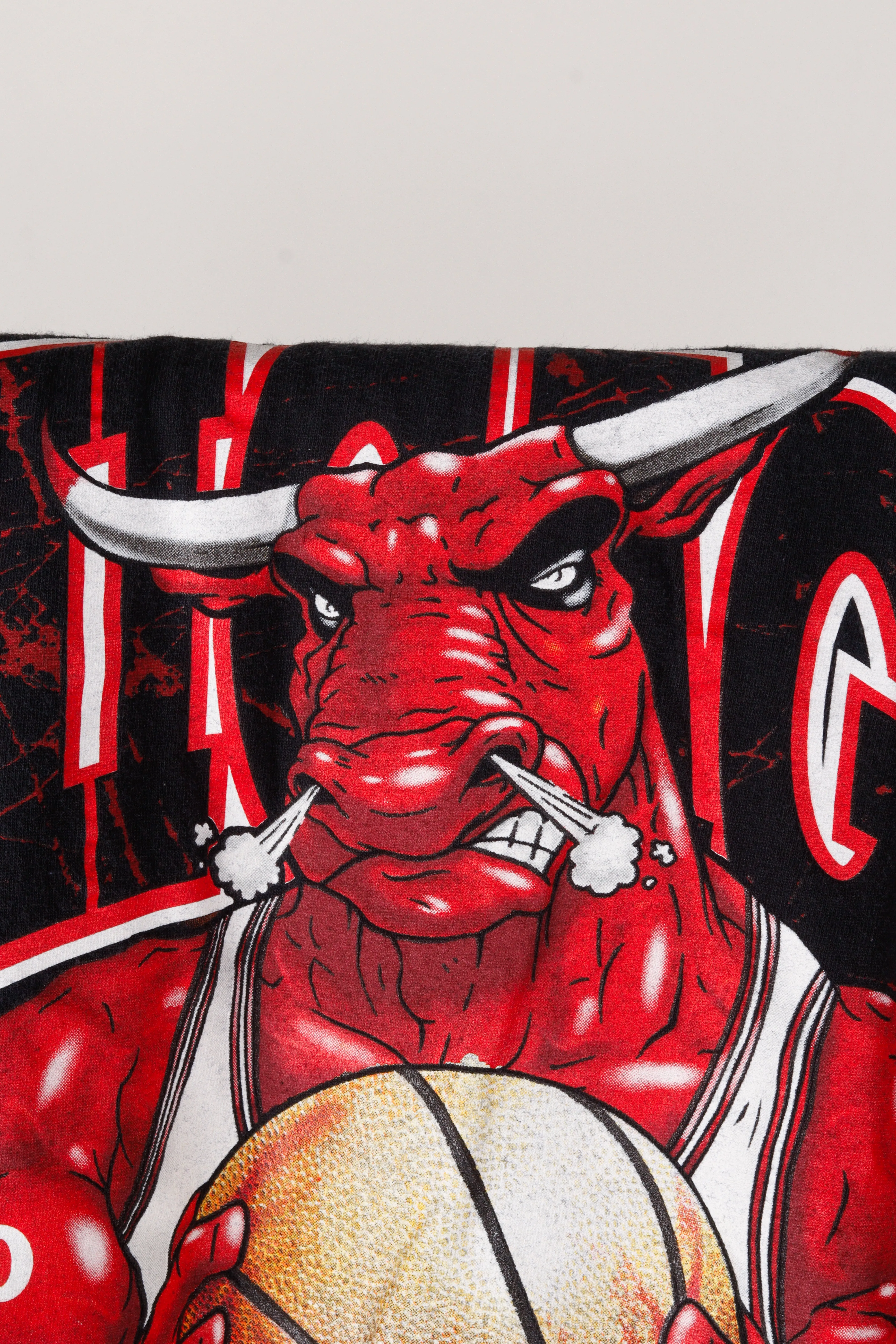 Vintage 90's Chicago Bulls 'Animated Mascot Caricature' T-Shirt Black