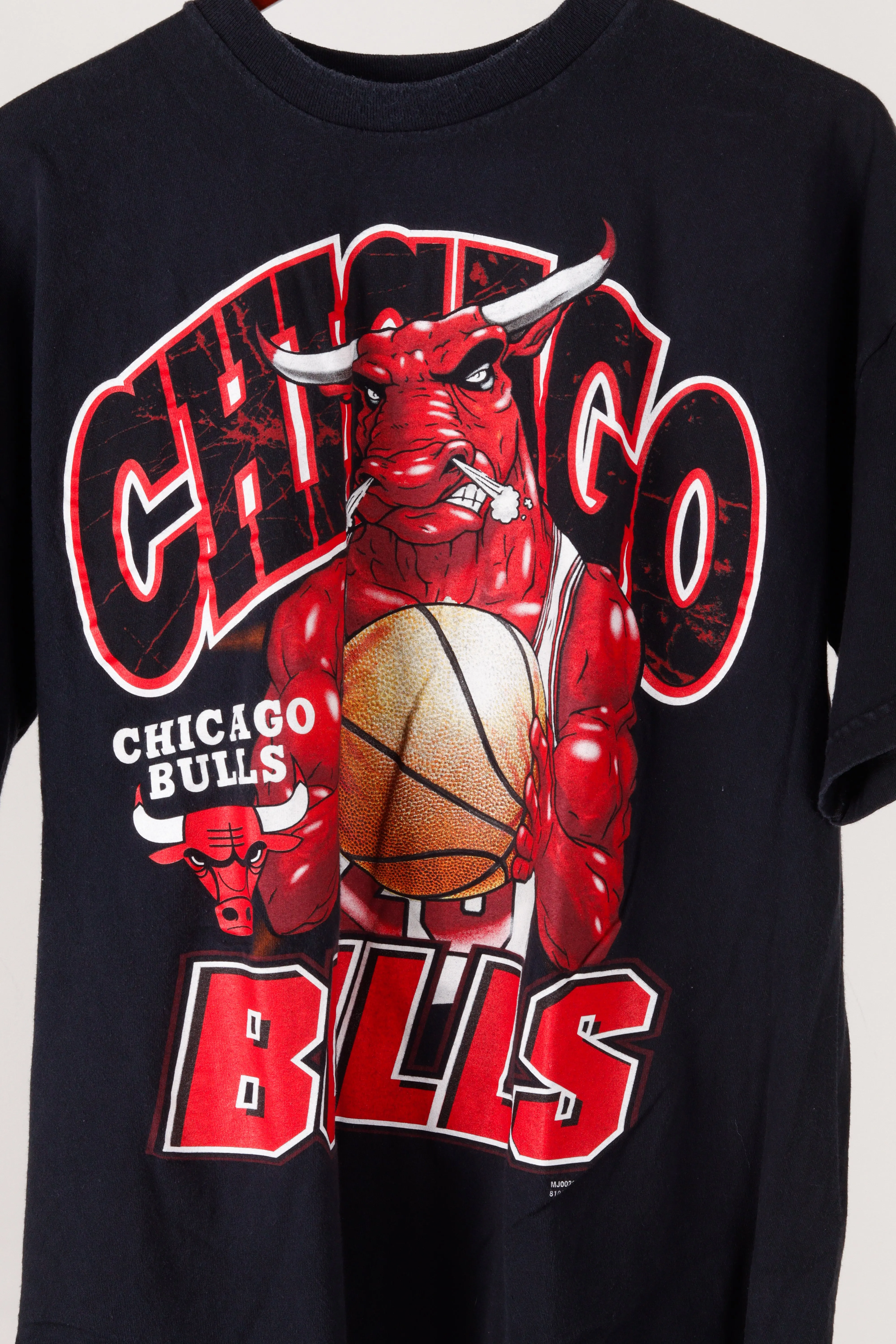 Vintage 90's Chicago Bulls 'Animated Mascot Caricature' T-Shirt Black