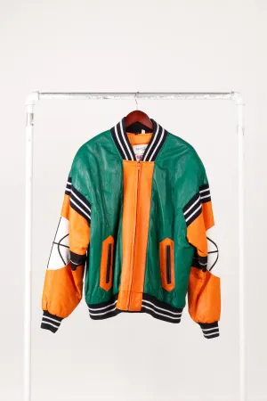 Vintage 90's Michael Hoban Wheremi 'Basketball' Leather Jacket Green