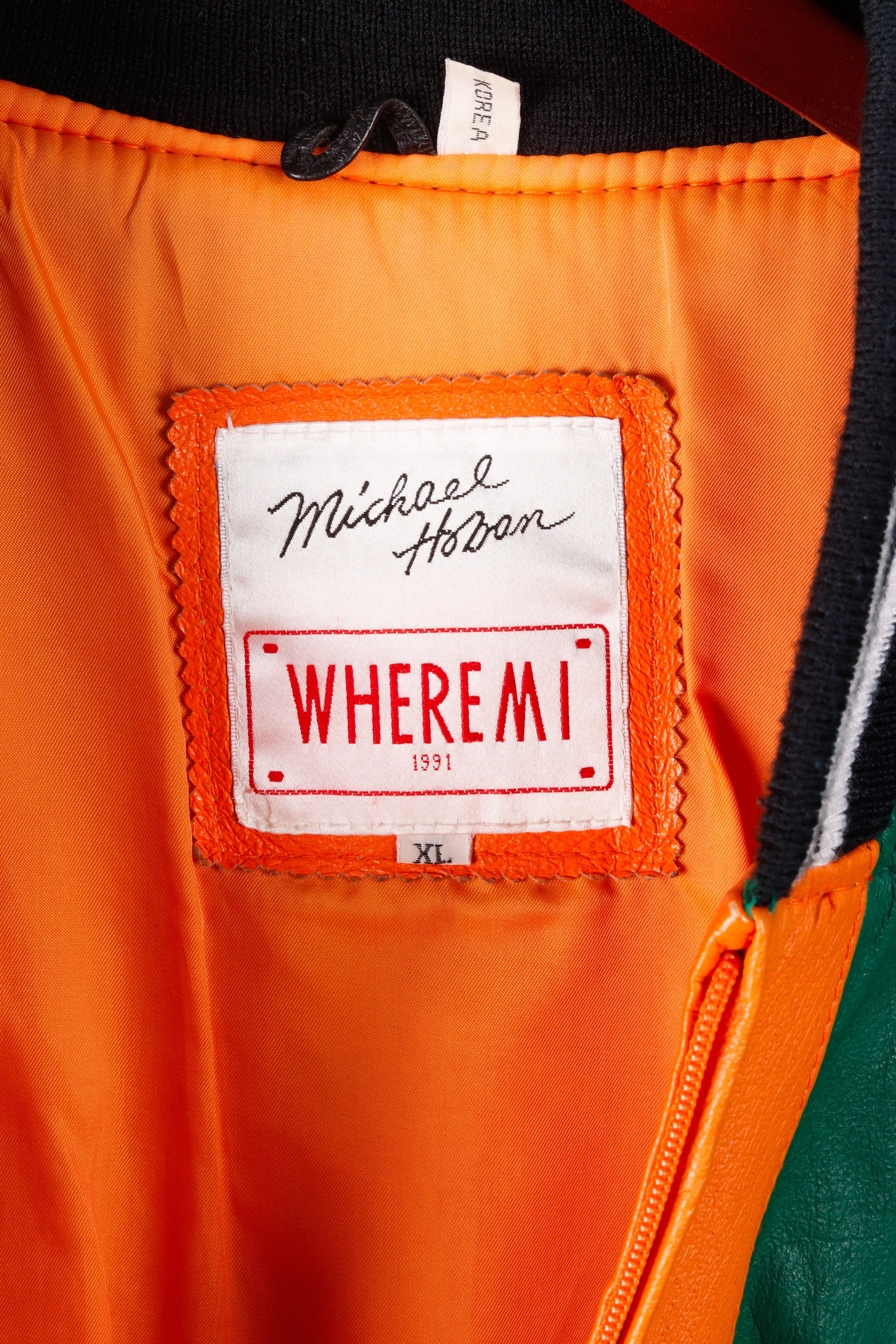 Vintage 90's Michael Hoban Wheremi 'Basketball' Leather Jacket Green