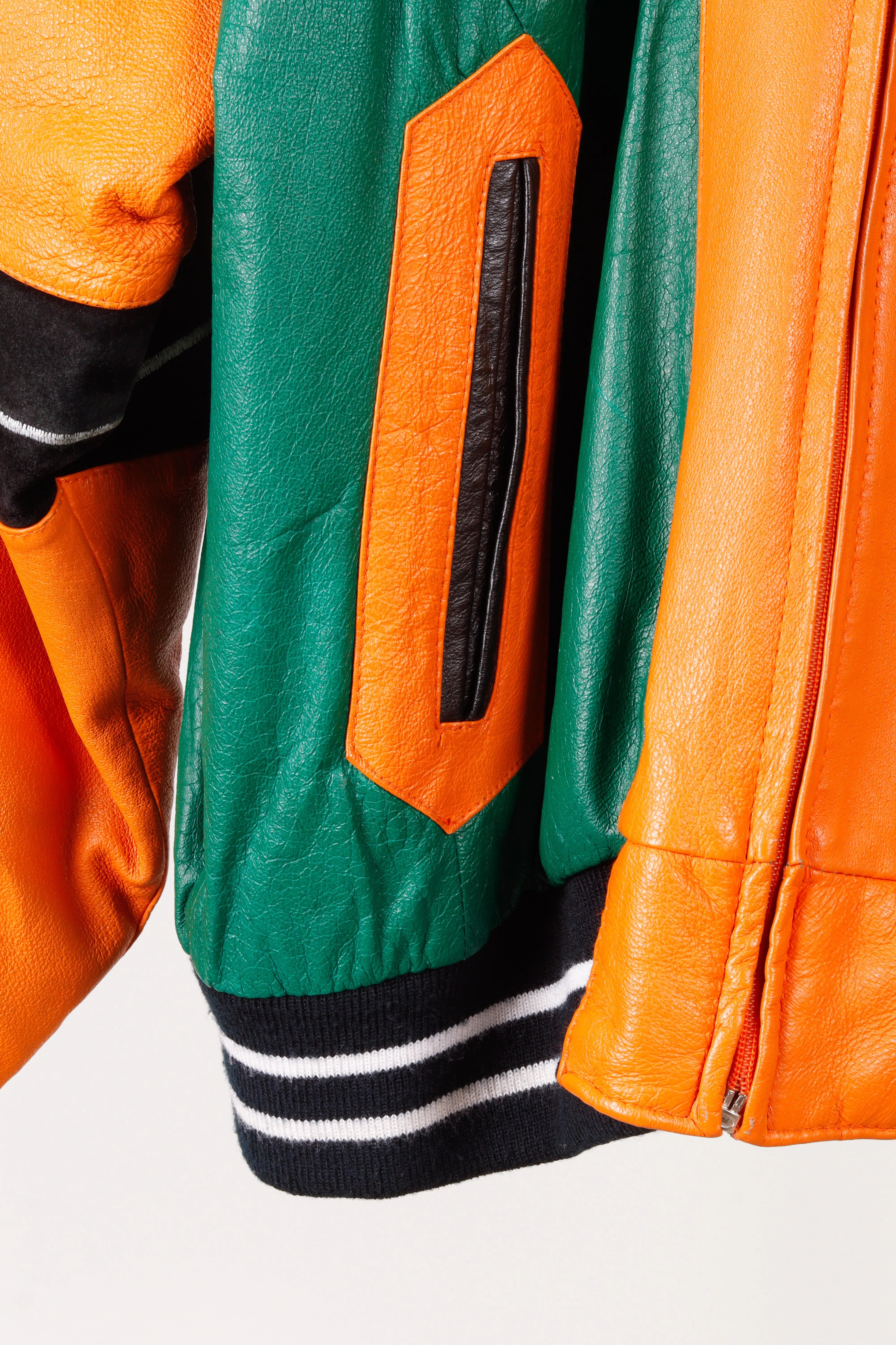 Vintage 90's Michael Hoban Wheremi 'Basketball' Leather Jacket Green