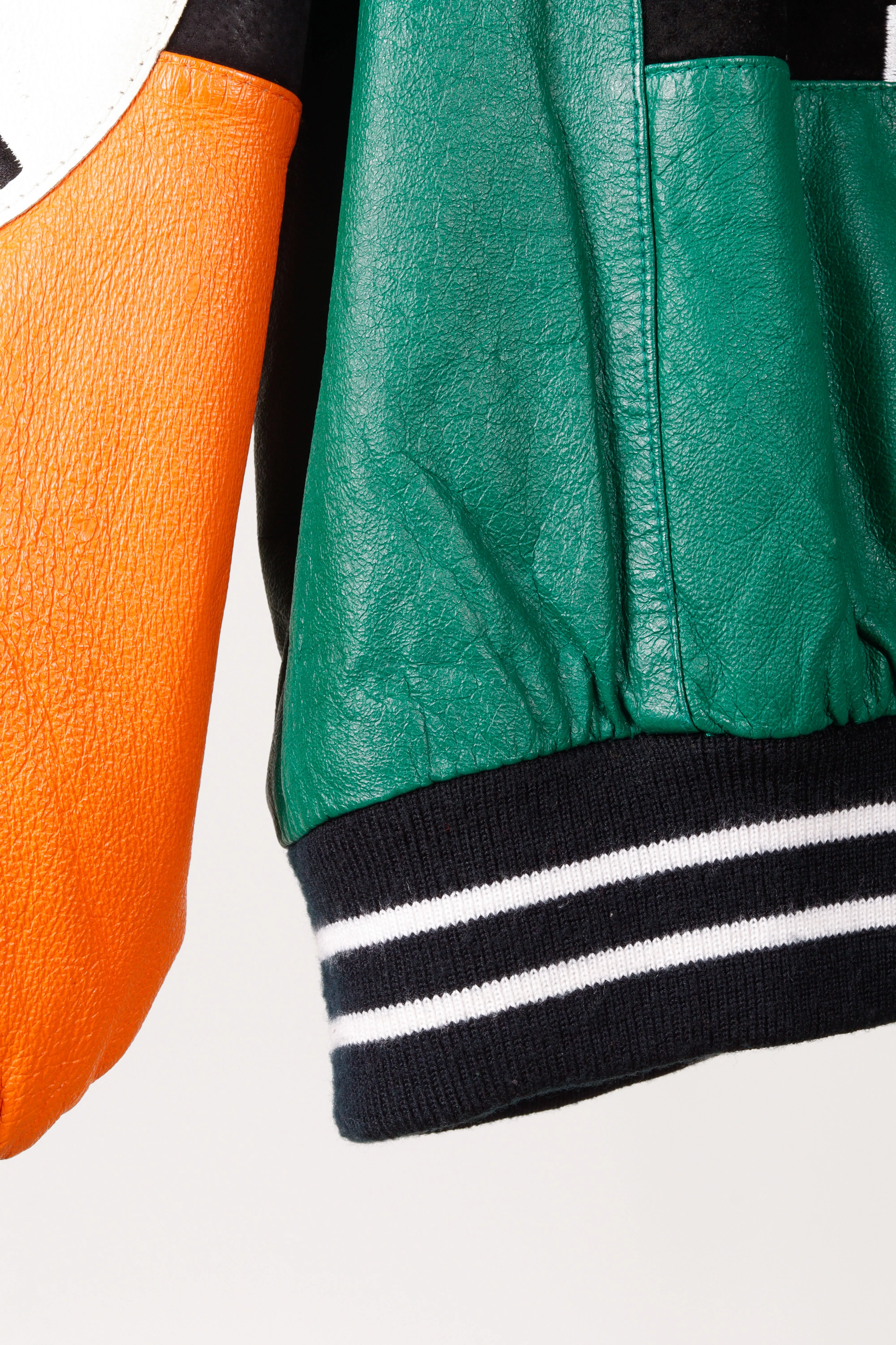 Vintage 90's Michael Hoban Wheremi 'Basketball' Leather Jacket Green