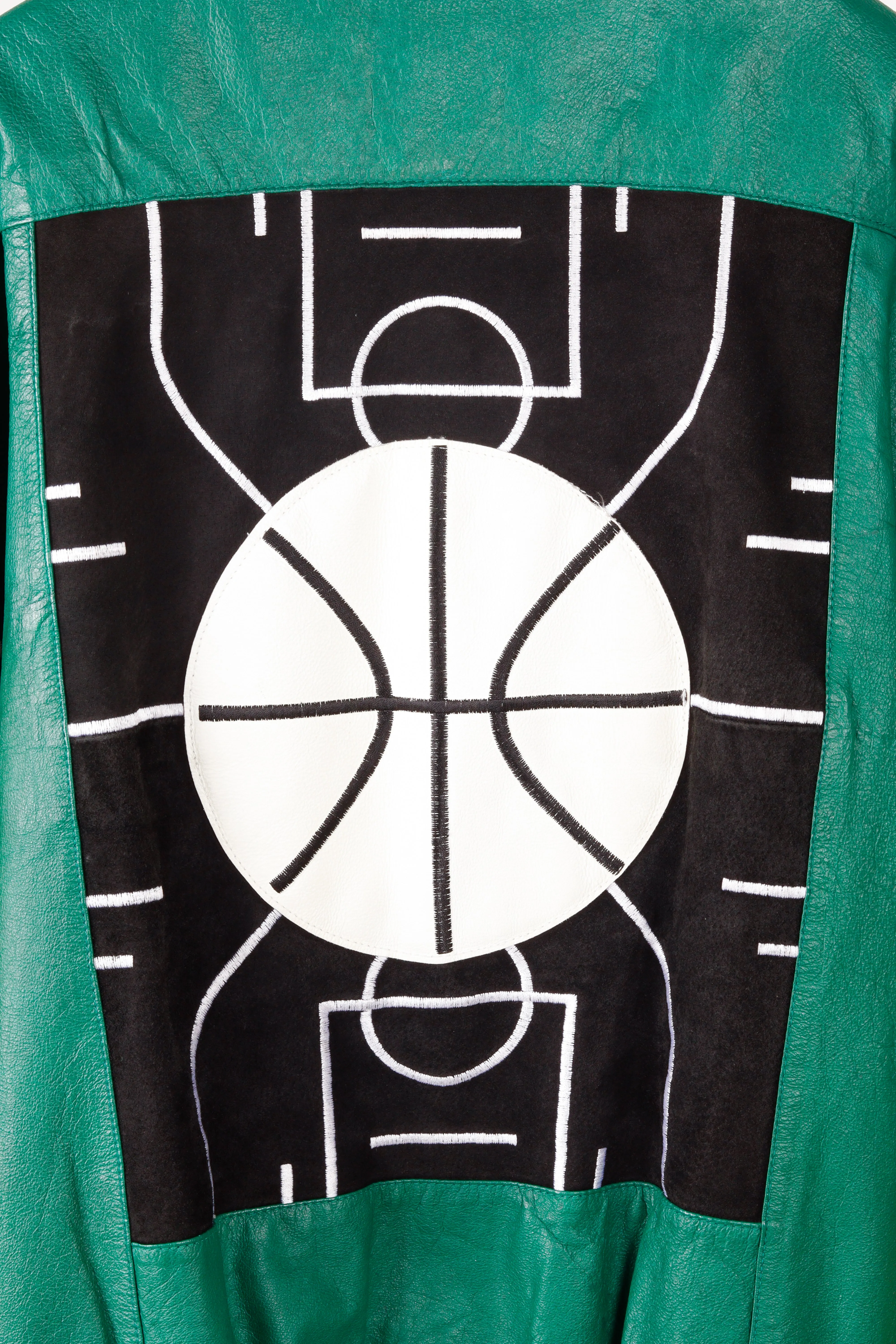 Vintage 90's Michael Hoban Wheremi 'Basketball' Leather Jacket Green