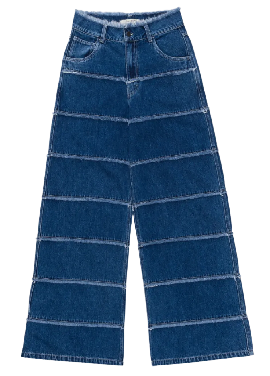 W Wide Leg Panel Denim Pant
