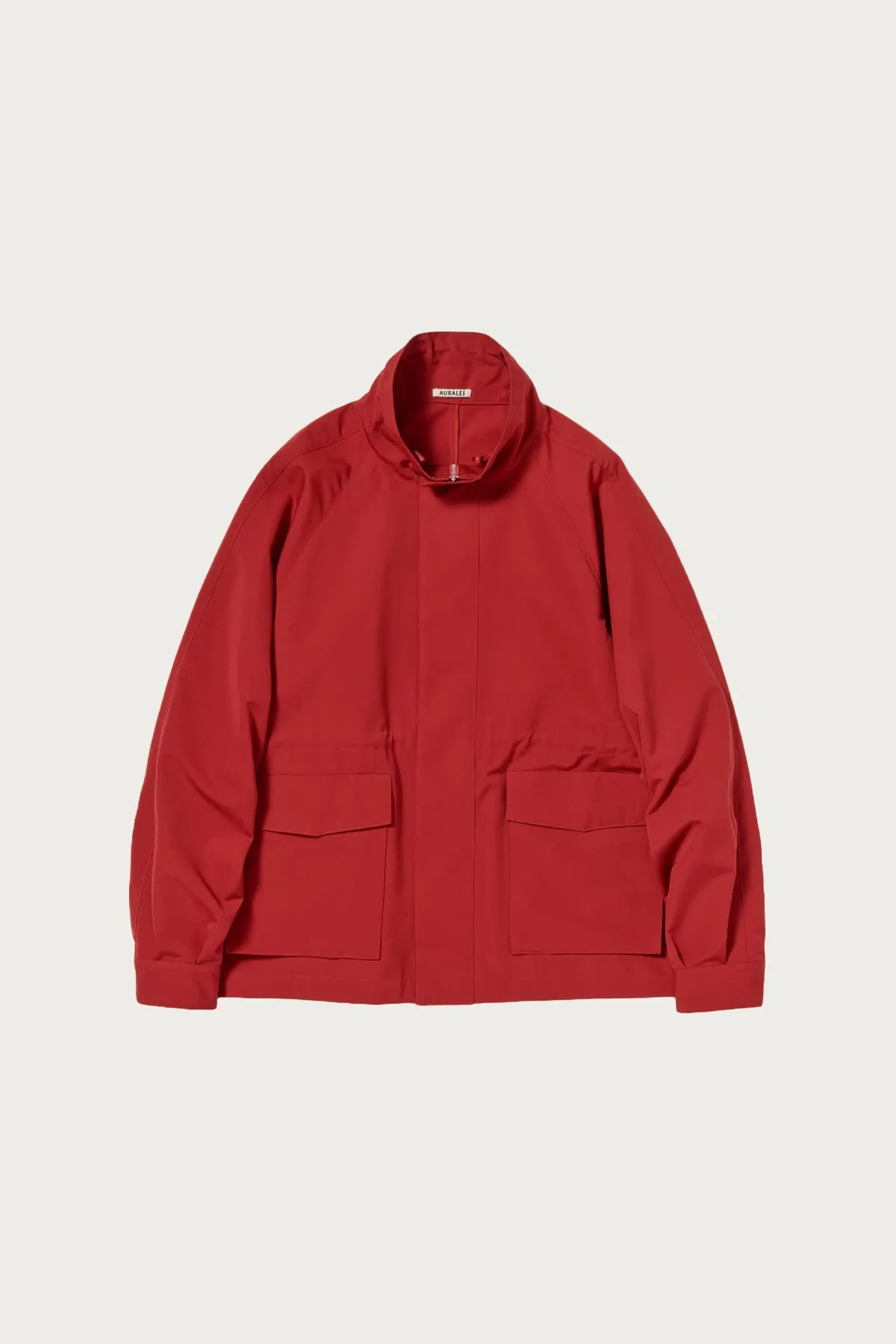 Wool Max Canvas High Neck Zip Blouson - Red