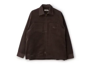 Zip Thru Long Sleeve Cord Shirt - Brown